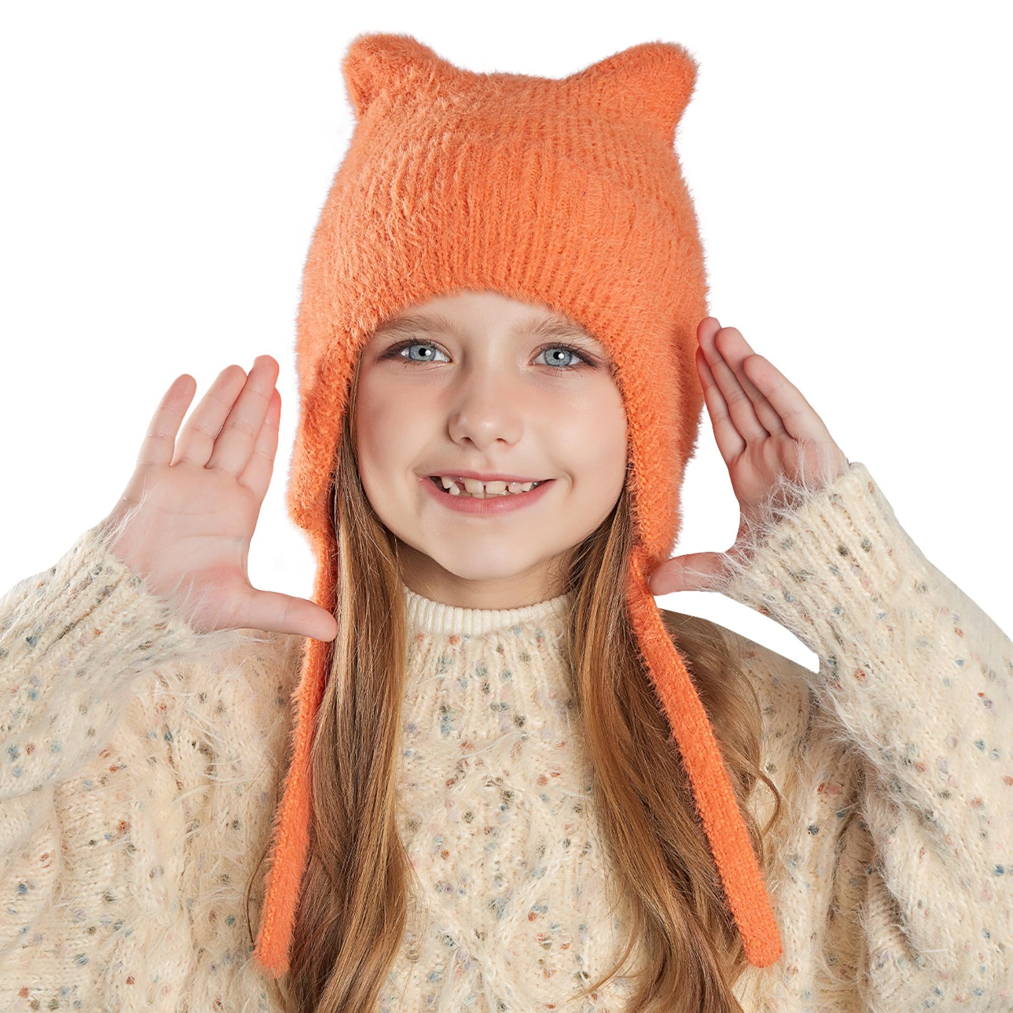 Coonoor Strickmütze Unisex Kinder Wintermütze Katzenohren mütze Warm Niedlich Strickmütze Winterliche Weihnachtsgeschenke für Kinder