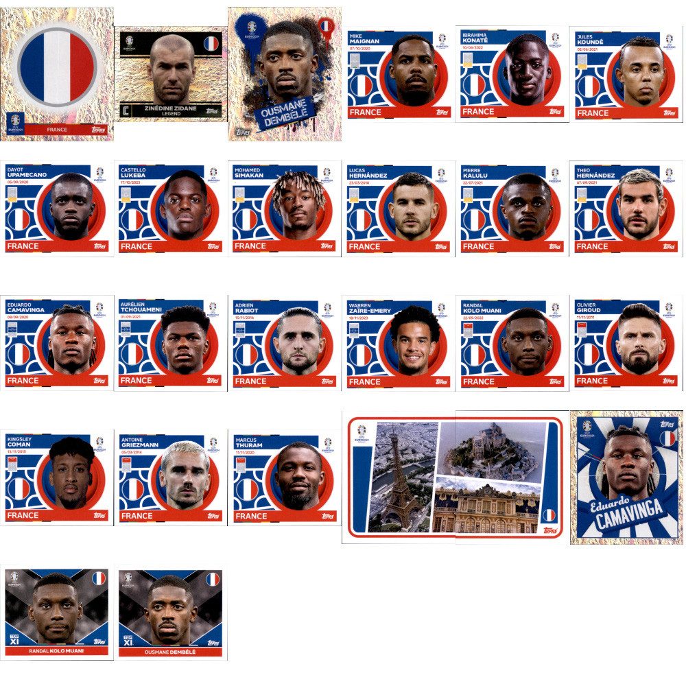 Topps Sammelkarte UEFA EURO 2024 Germany - Sammelsticker - Mannschaftspaket - Frankreich
