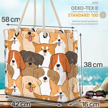 VOID Strandtasche (1-tlg), Hunde Grafik Bande Rasse Kinder Haustier Comic Mops Züchten Hundefutt