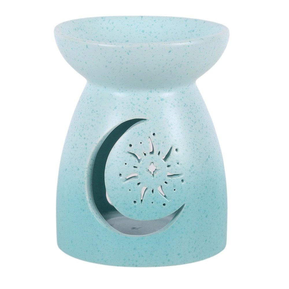 Something Different Duftlampe Pastel Skies Keramik Duftlampe – Mintblau Mond & Sterne Esoterik
