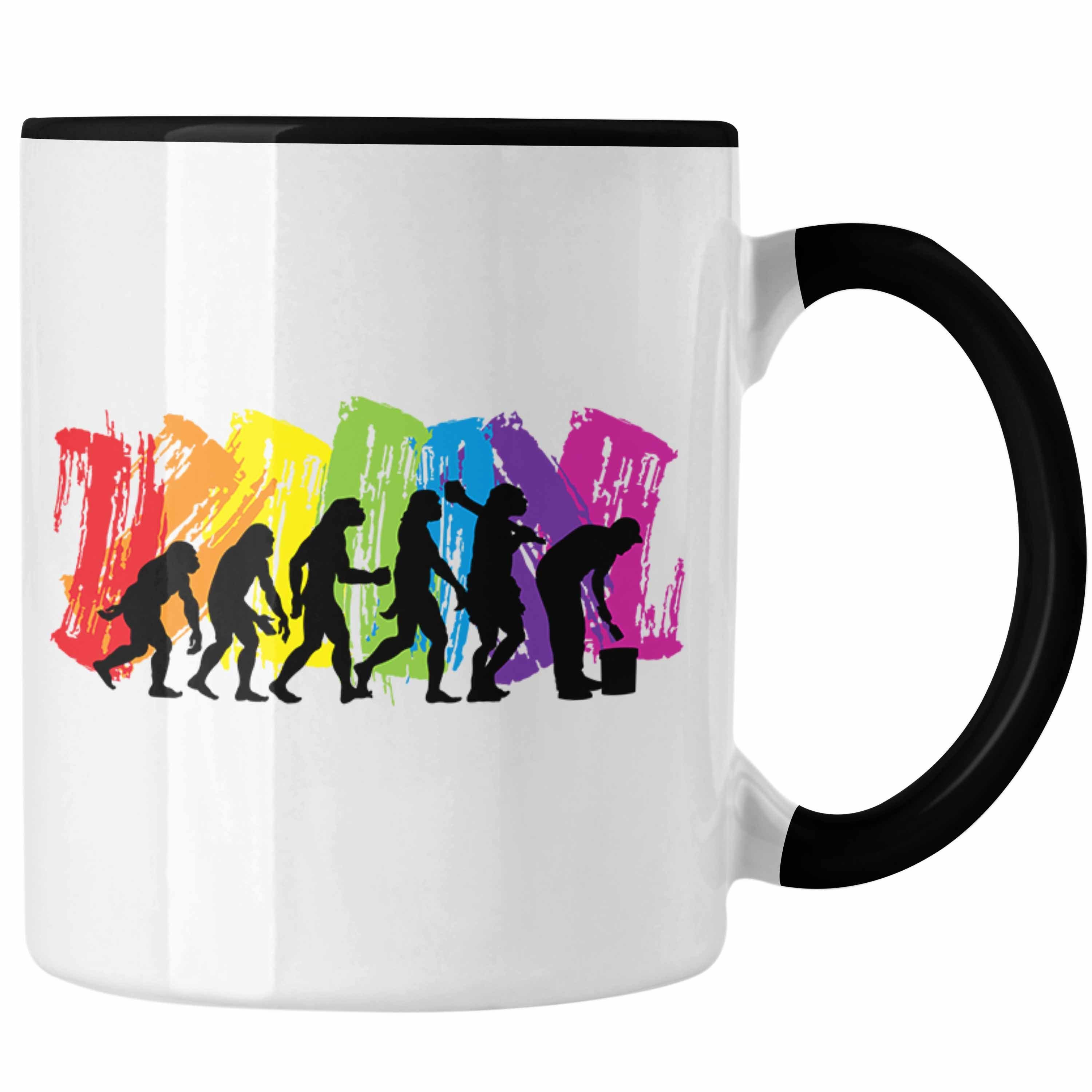 Trendation Maler Malermeis Lustig Job Geschenk Anstreicher Männer Tasse Evolution Schwarz Tasse