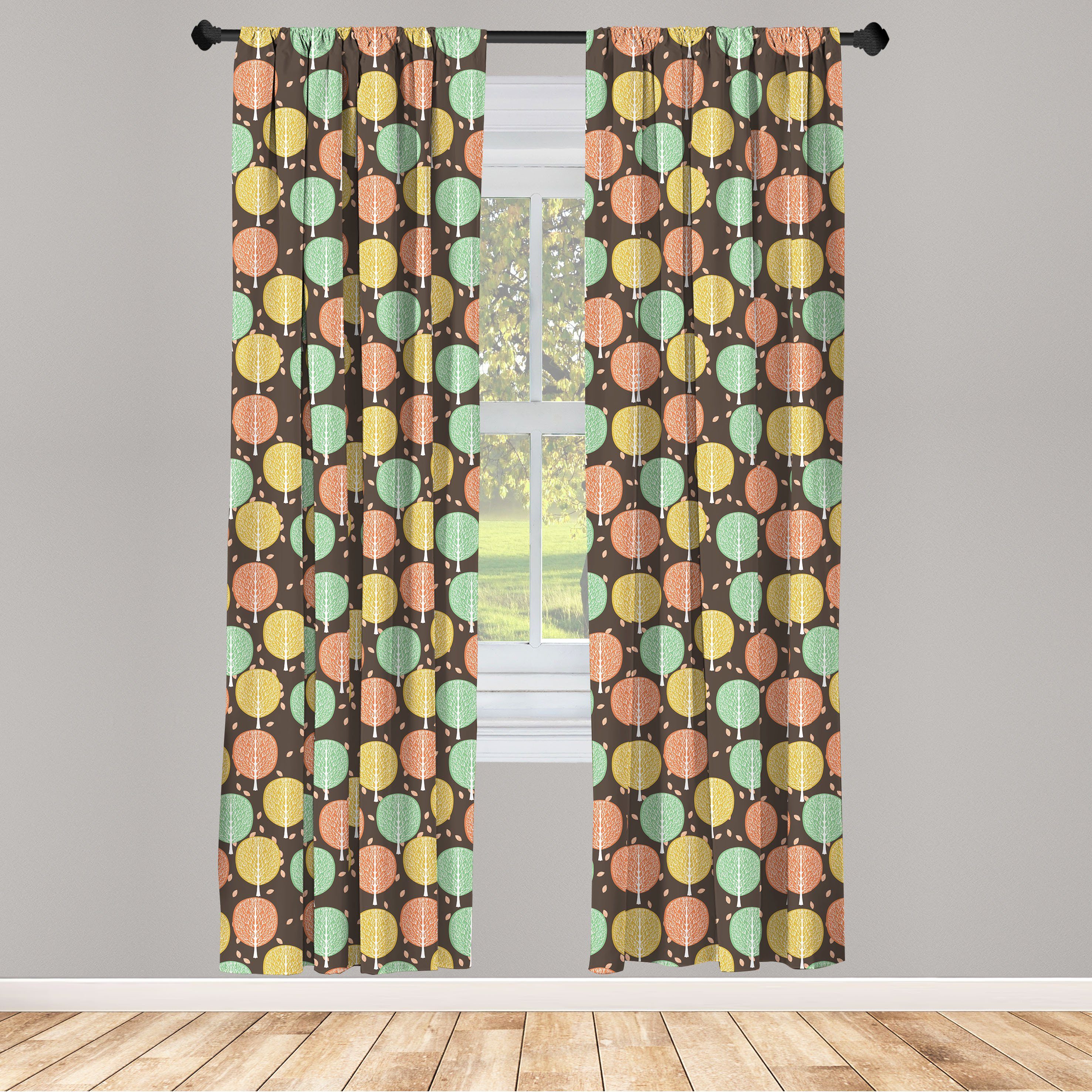 Gardine Vorhang für Wohnzimmer Schlafzimmer Dekor, Abakuhaus, Microfaser, Herbst Bäume mit Laub