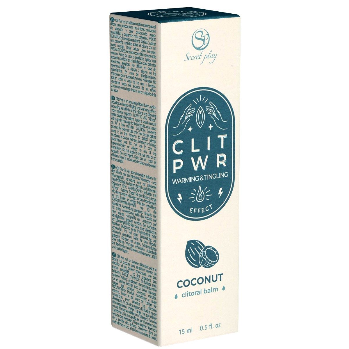 SECRET PLAY Stimulationsgel CLIT PWR Coconut (Kokos), Flasche mit 15ml, 1-tlg., vibrierender Klitoris-Balsam für ein unvergessliches Orgasmus-Erlebnis