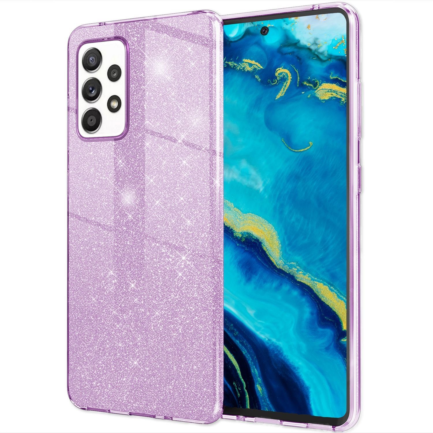 Nalia Smartphone-Hülle Samsung Galaxy A53 16,5 cm (6,5 Zoll), Glitzer Silikon Hülle / Verstärkte Innenseite / Glänzende Schutzhülle