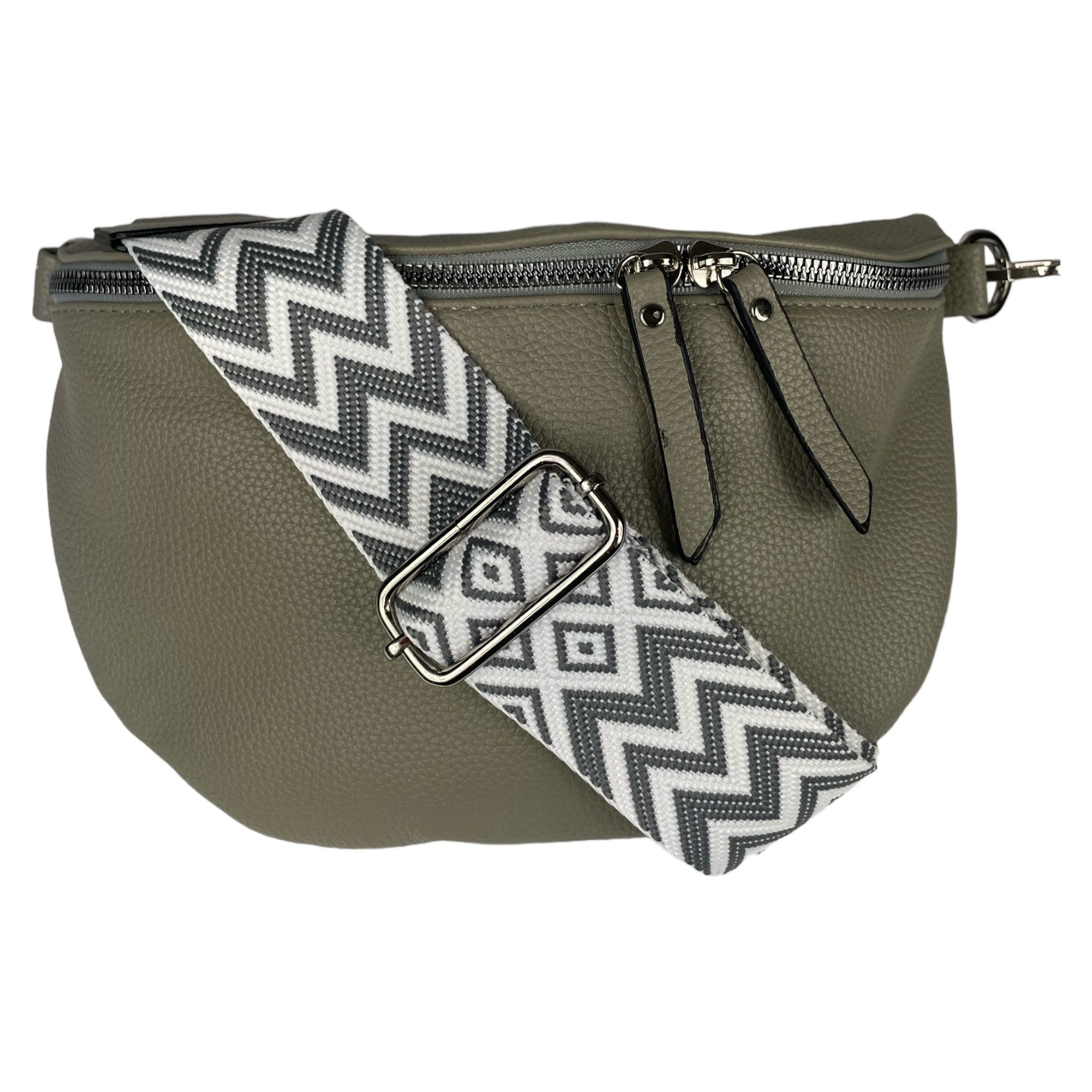 Taschen4life Umhängetasche moderne Bauchtasche Brusttasche Gürteltasche, CrossBody Bag, Bodybag Schultertasche, breiter Muster Stoffgurt/Umhängeband