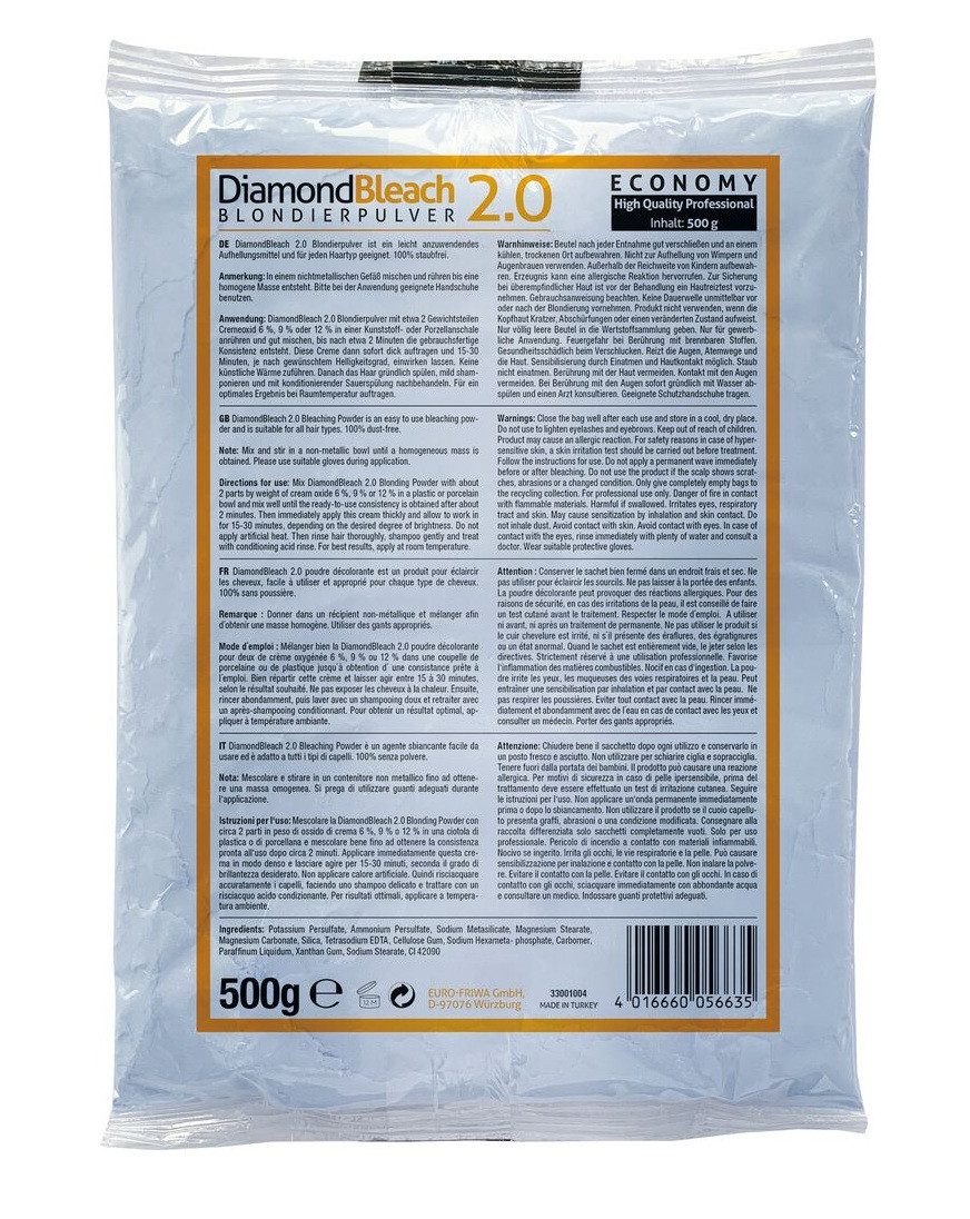 Dusy Professional Blondierpulver Diamond Bleach Blondierpulver im Beutel 500 g, Platinblond