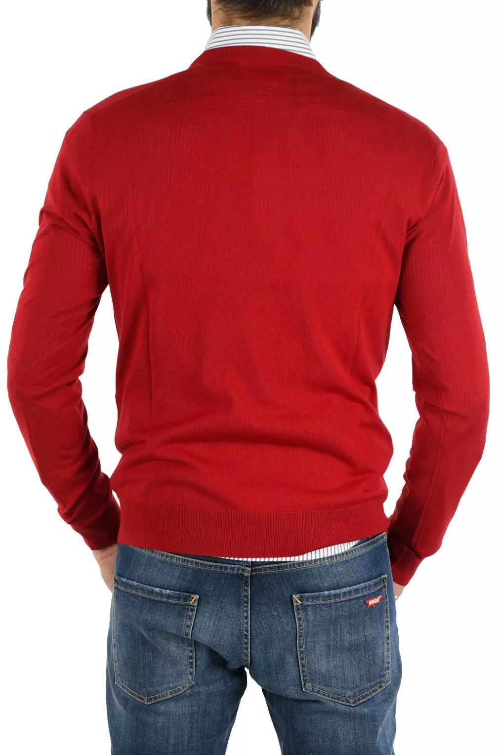 Dsquared2 Strickpullover V-Ausschnitt Pullover Sweater Pulli Lange Ärmel und gerippte Bündche