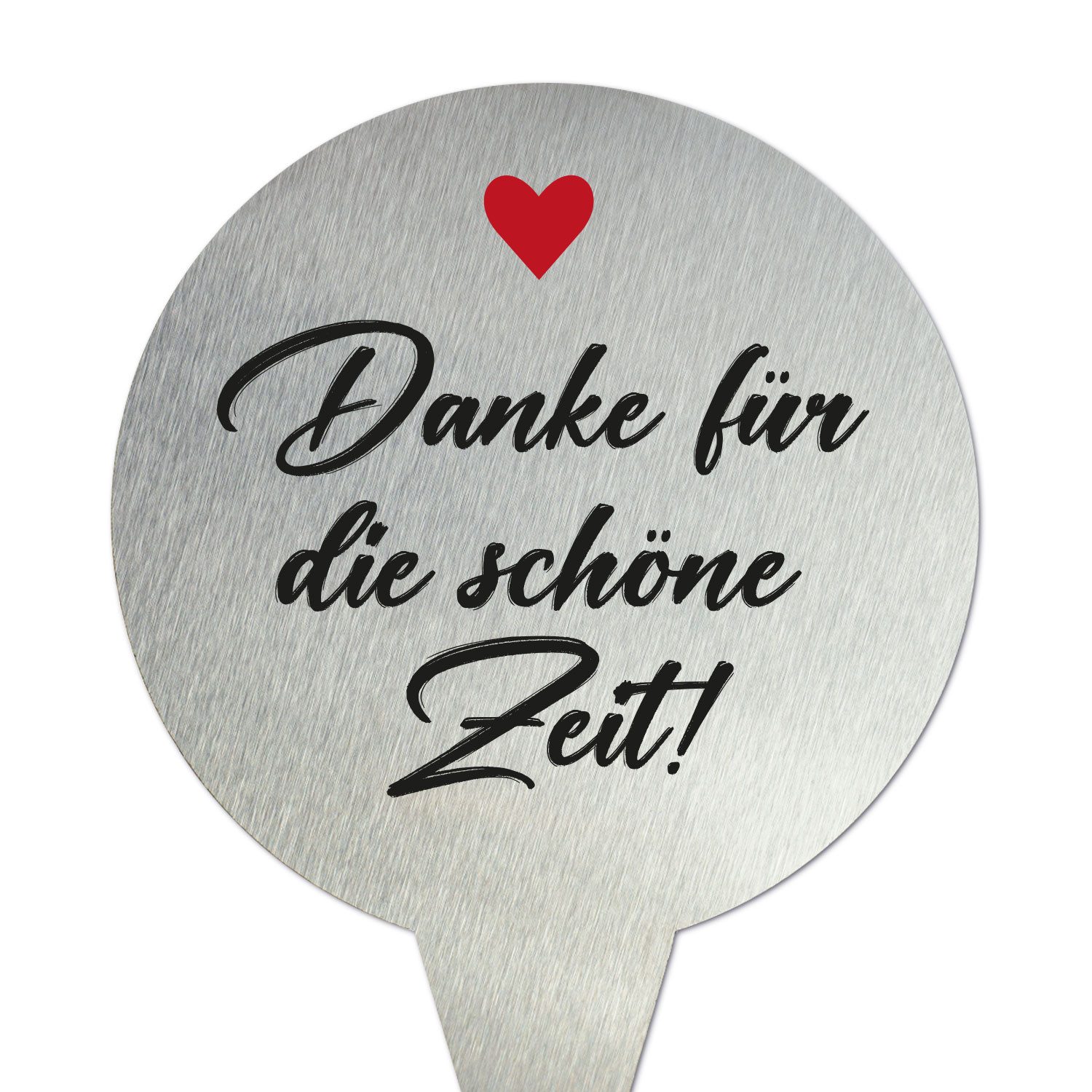 younikat Dekofigur Grabstecker aus Edelstahl I Grabschmuck Rund 16 cm Danke I you0076