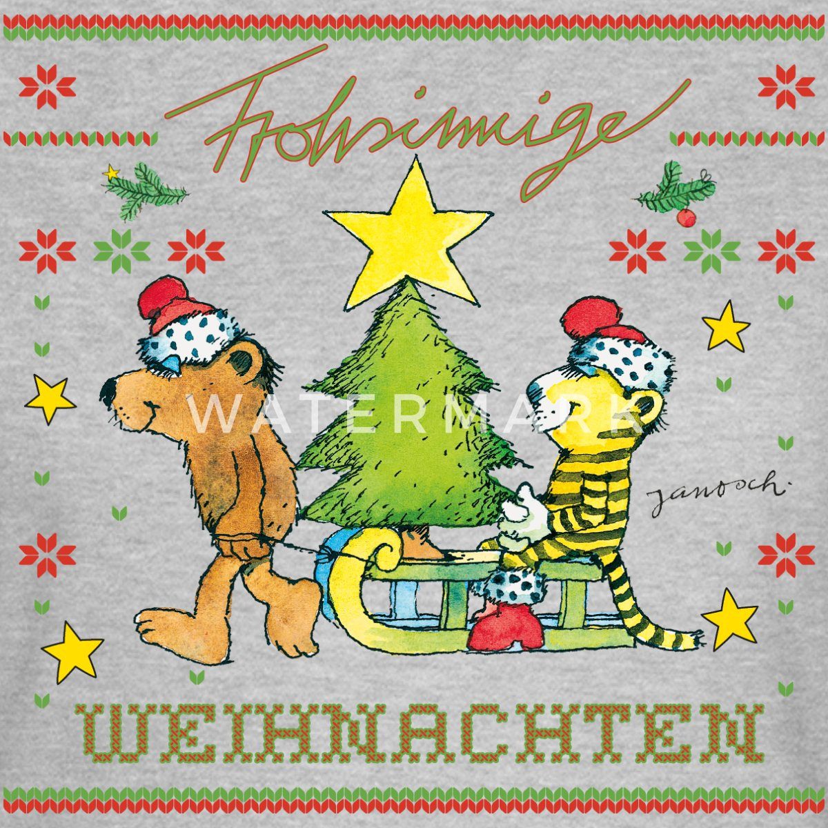 Spreadshirt T-Shirt Janosch Frohsinnige Weihnachten Ugly Christmas Frauen T günstig online kaufen