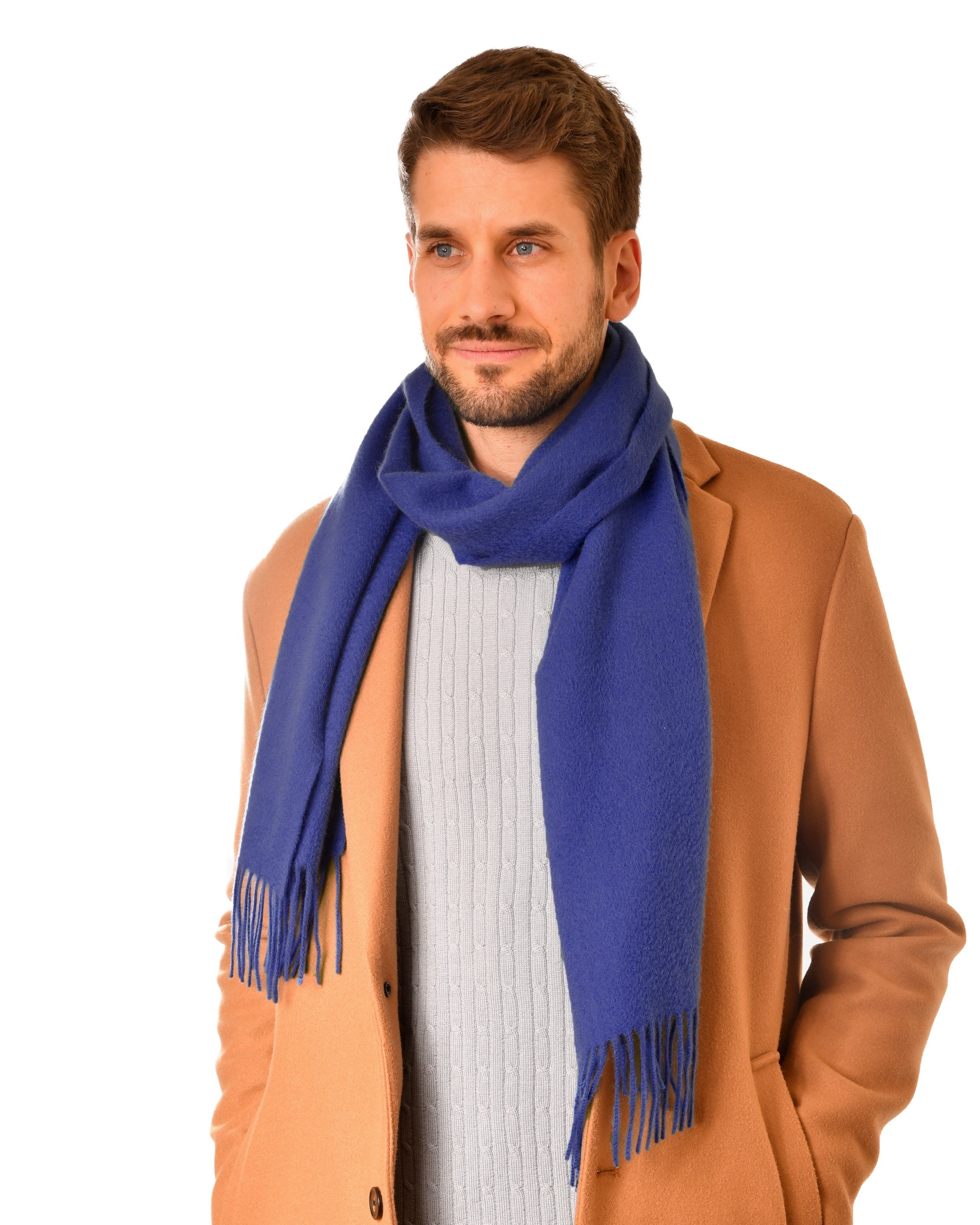 Fransen, x (Stück, MayTree 30cm, 180 Kaschmirschal Jeansblau, 100% Kaschmir mit einfarbig 1-St), Unisex,