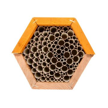 Rivanto Insektenhotel, Bienenhaus sechseckig aus Kiefernholz, 15 x 14.5 x 13 cm