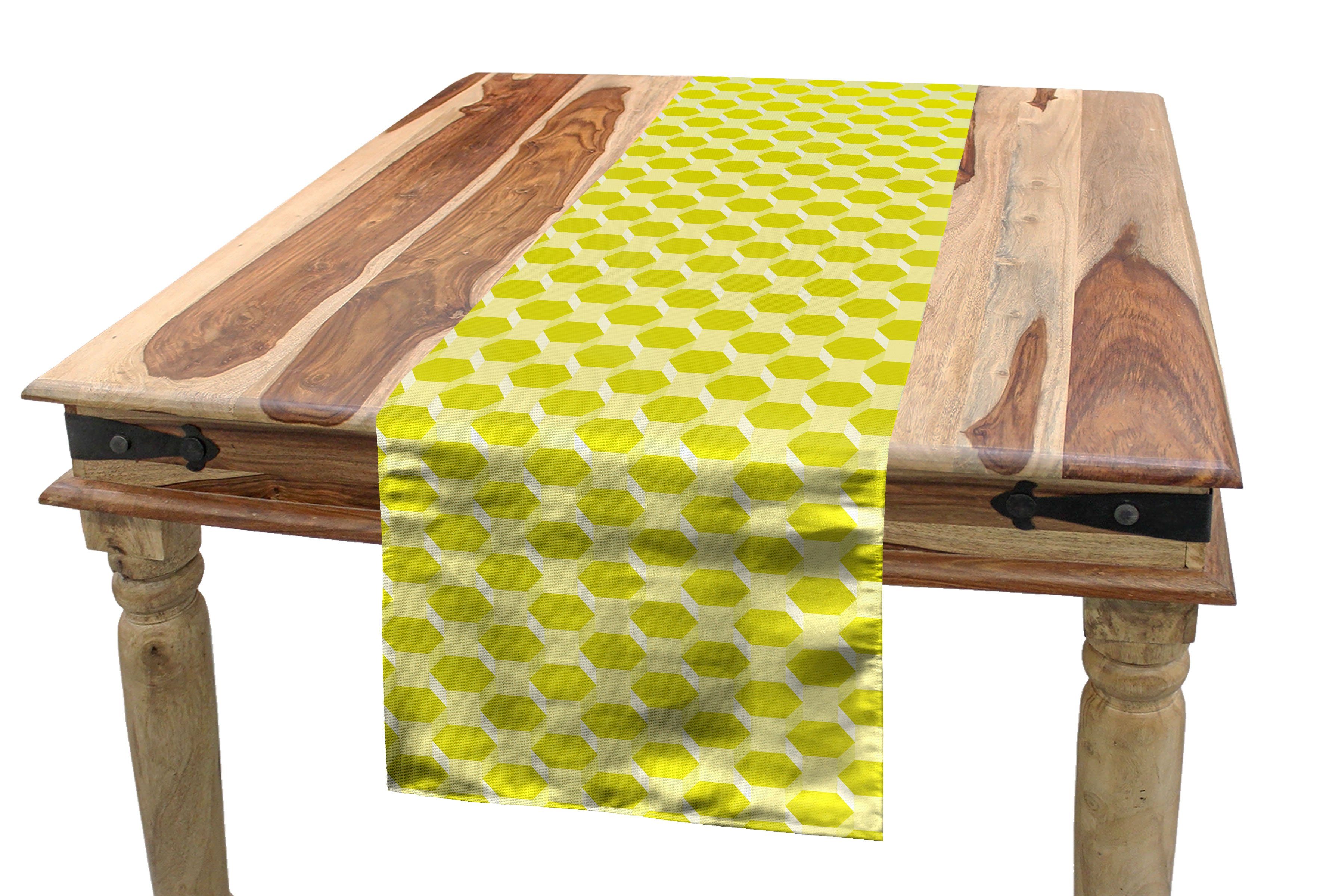 Abakuhaus Tischläufer Esszimmer Küche Rechteckiger Dekorativer Tischläufer, Polygonen Abstrakt Hexagons Squares