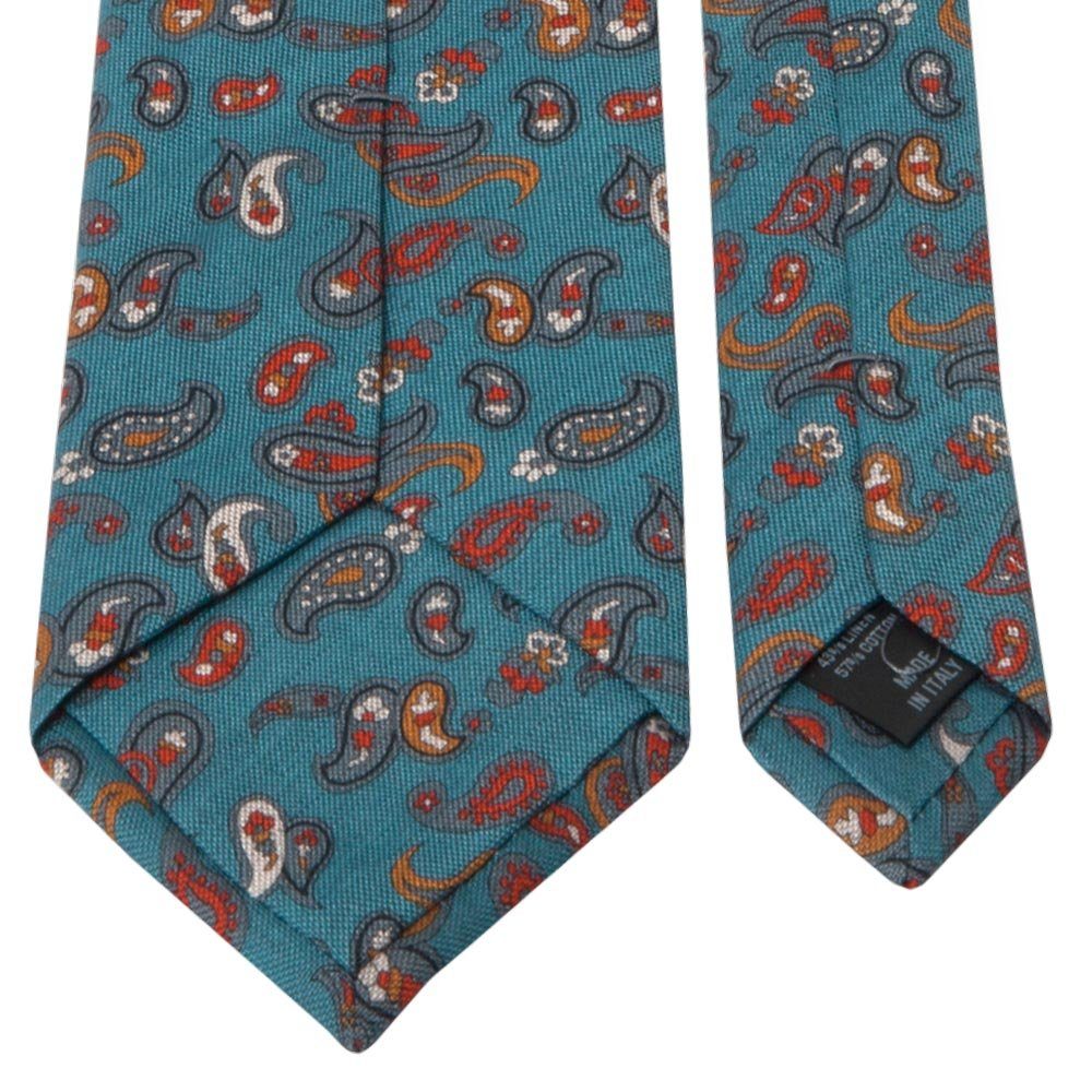 Krawatte mit Paisley-Muster Made Baumwoll-/Leinen-Gemisch BGENTS aus Italy Petrolblau in Krawatte
