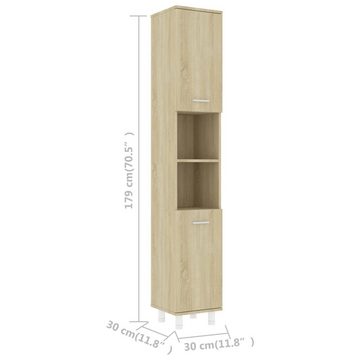 vidaXL Badezimmer-Set Badezimmerschrank Sonoma-Eiche 30x30x179 cm Holzwerkstoff, (1-St)