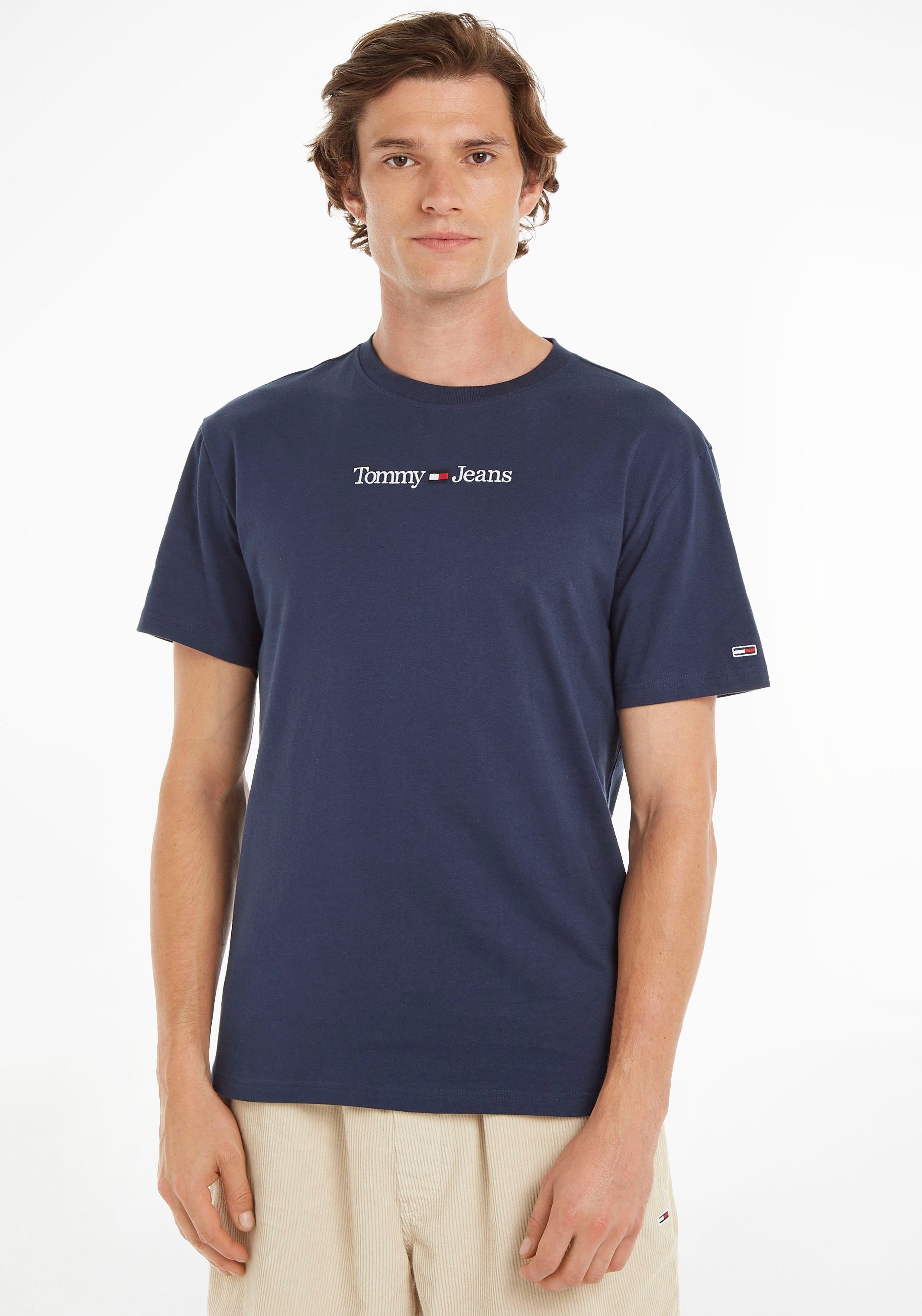 Tommy Jeans T-Shirt TJM CLASSIC LINEAR LOGO TEE mit Logostickerei Twilight-Navy