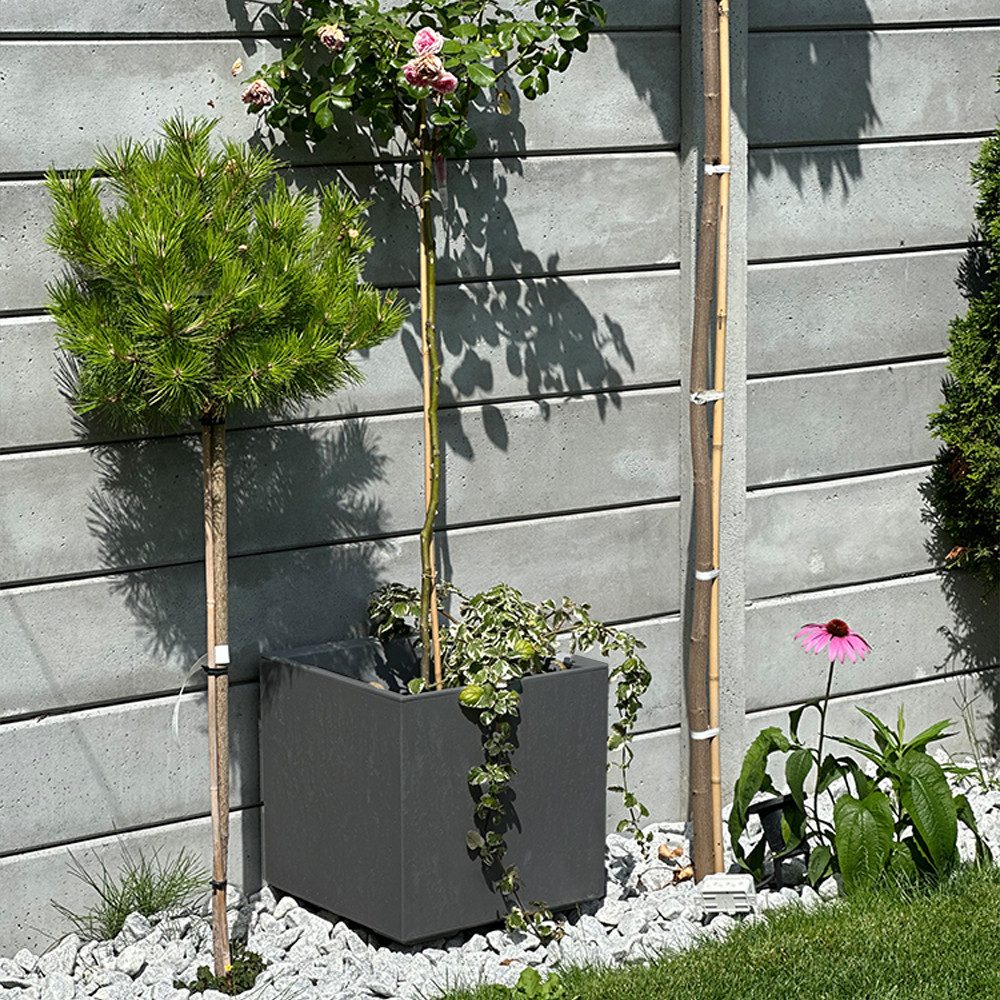 ONDIS24 Pflanzkübel Caro Beton Optik Blumenkübel mit Rollen aus Kunststoff 100% Recycled, frostsicher und UV-beständig