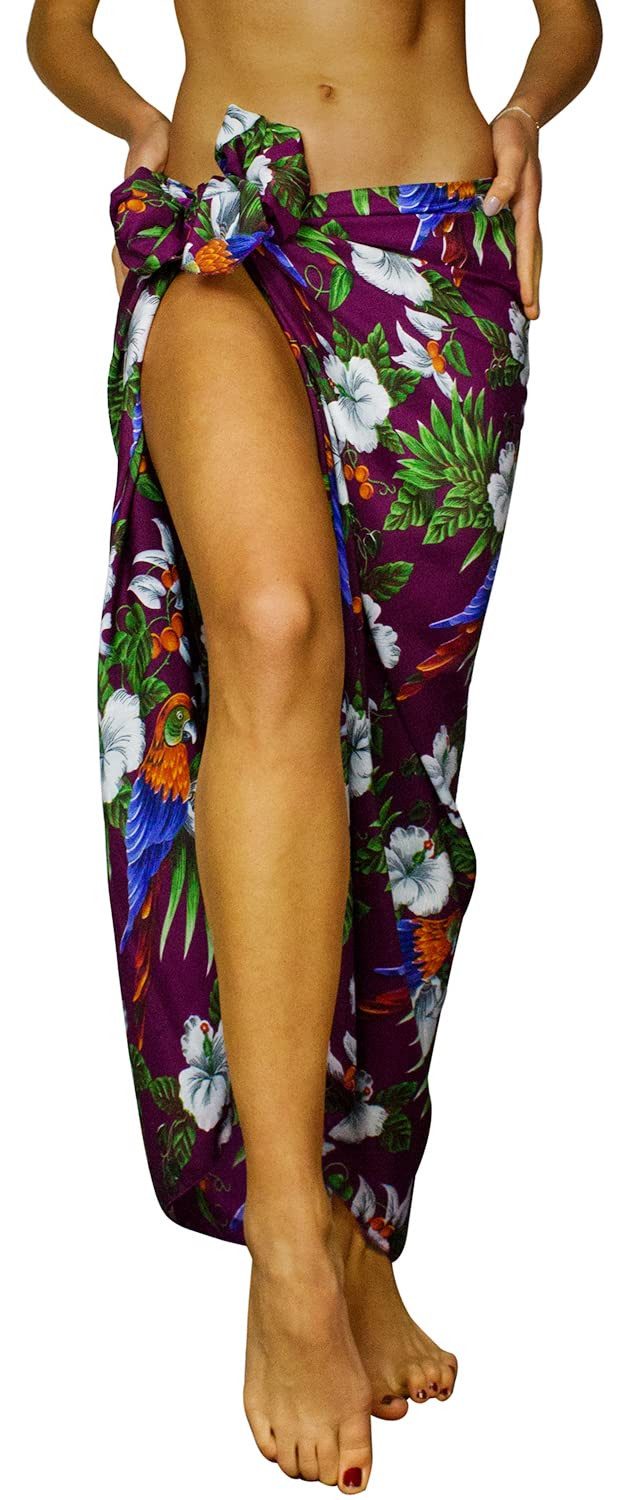 King Kameha Sarong Cherryparrot Funky Hawaii-Sarong Pareo Cover-Up Strand Damen Bikini, Pareo Cover-Up