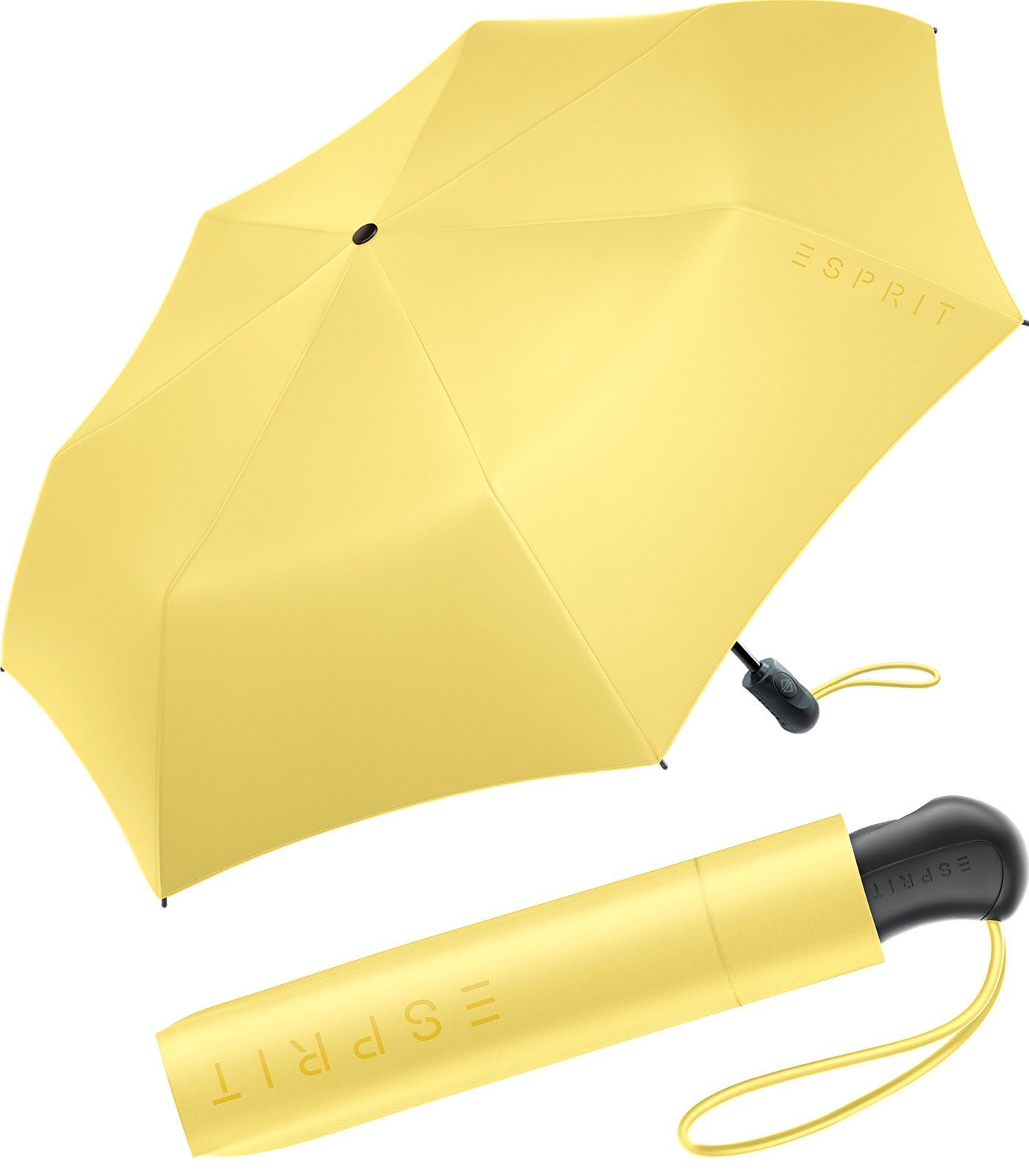Esprit Taschenregenschirm Damen Easymatic Light Auf-Zu Automatik FJ 2023, stabil und praktisch, in den neuen Trendfarben gelb