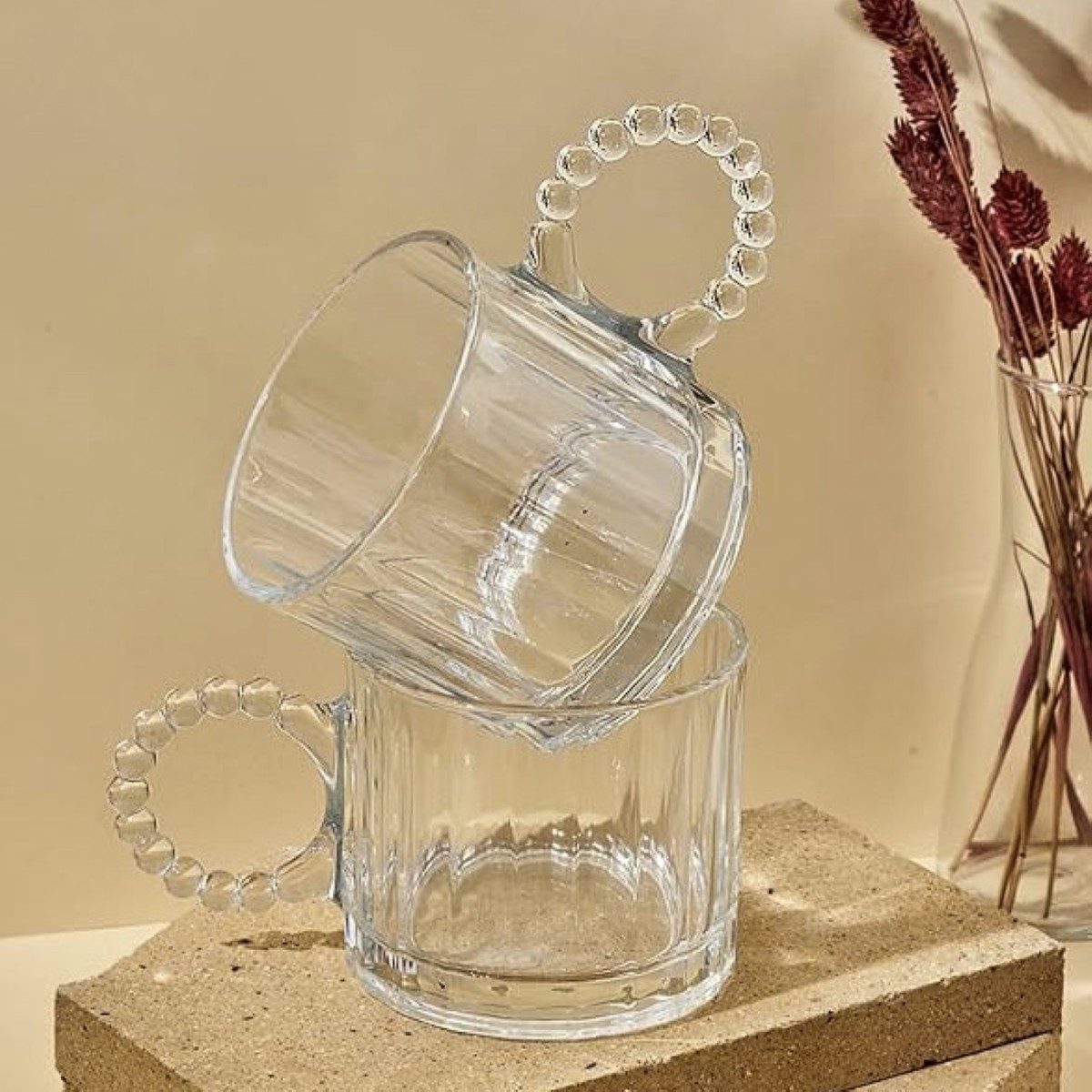 Sunay Gläser-Set 6 teilig mit eleganten Henkeln 300 ml - modern & stilvoll, 6-tlg., Glas, 6-teilig, 300 ml – Bild 5 von 5