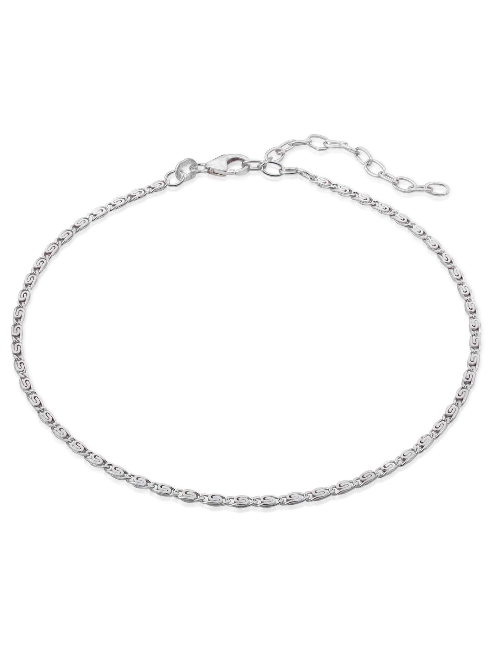 modabilé Fußkette Fußkettchen S-Panzerkette, 23cm - 28cm, 2,1mm breit, Frauen, Sterling Silber 925, Made in Germany