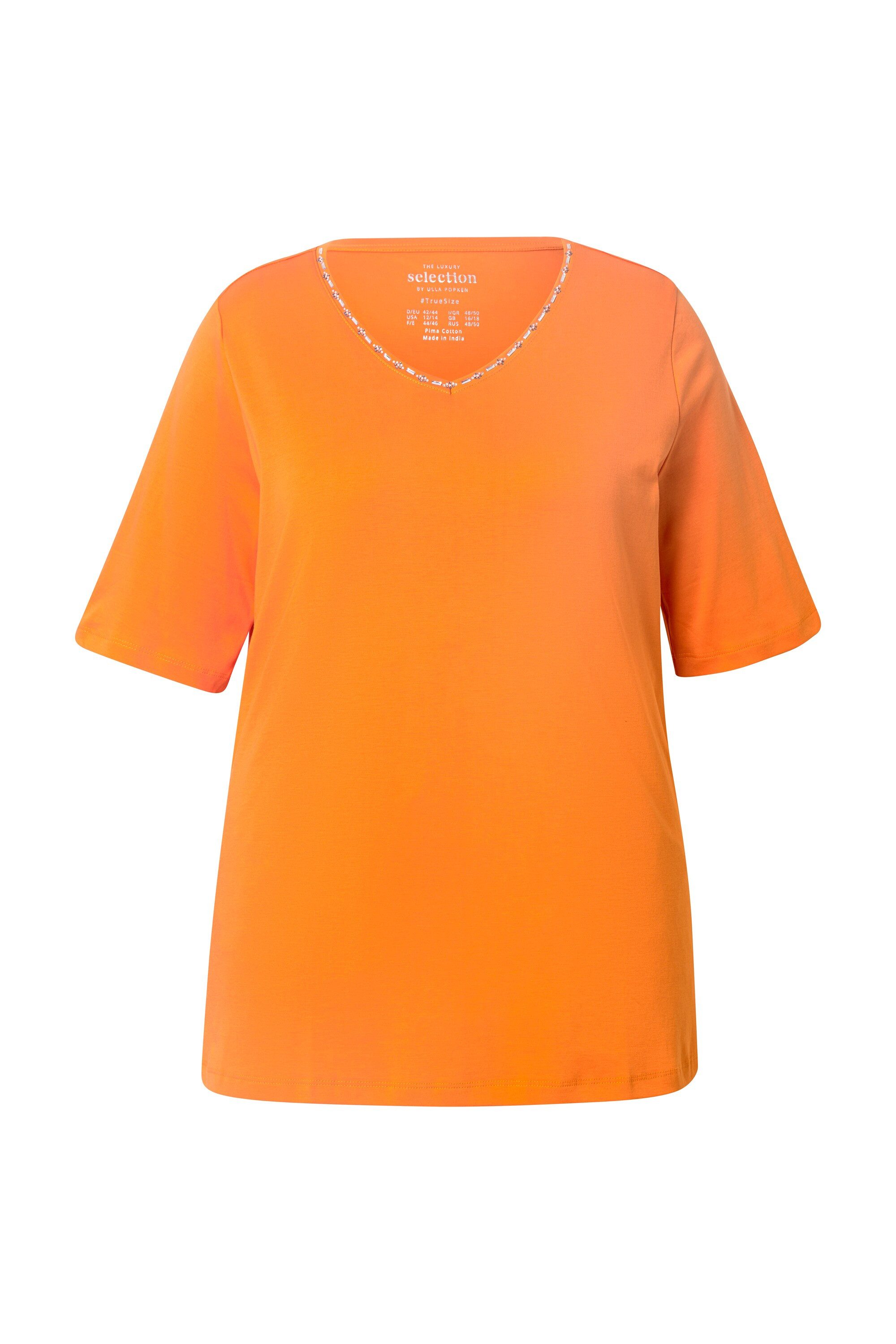 Ulla Popken T-Shirt T-Shirt A-Linie V-Ausschnitt günstig online kaufen