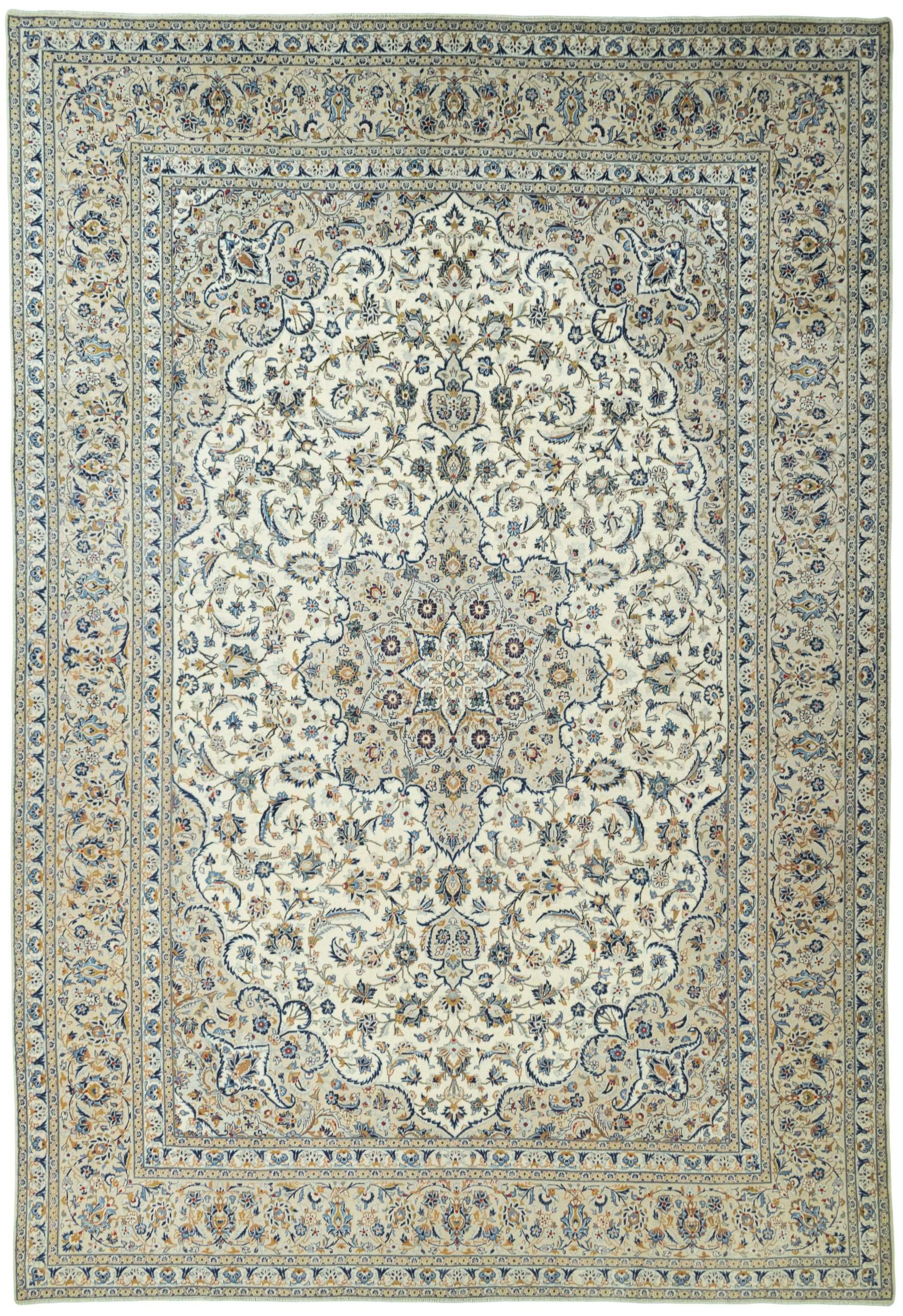 CABBEL Orientteppich 490x336 cm Perser Kashan Beige Schurwolle Handgeknüpft Klassisch, rechteckig, Höhe: 8 mm, 100% Schurwolle – weich, pflegeleicht, solide Knüpfdichte