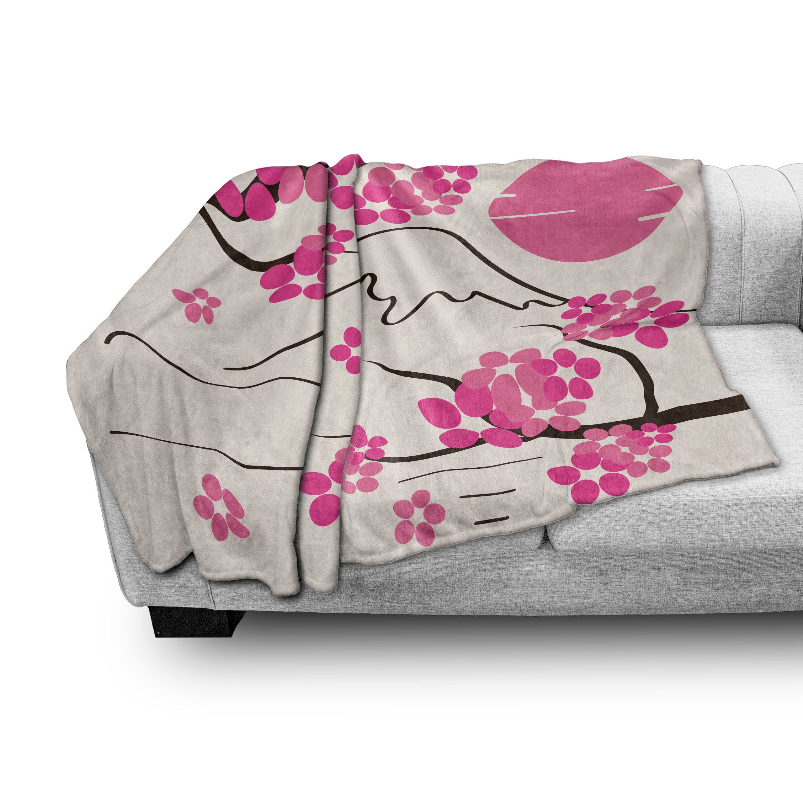 Wohndecke Gemütlicher Plüsch für Sakura Japan Innen- und Rosa und den Abakuhaus, Außenbereich, Blumen Hill