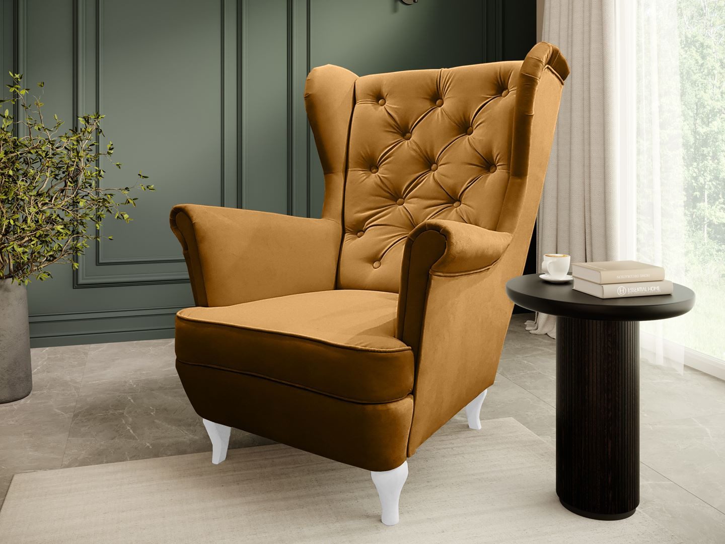 Beautysofa Ohrensessel Sessel FALCO Chesterfield Wohnzimmersessel günstig online kaufen