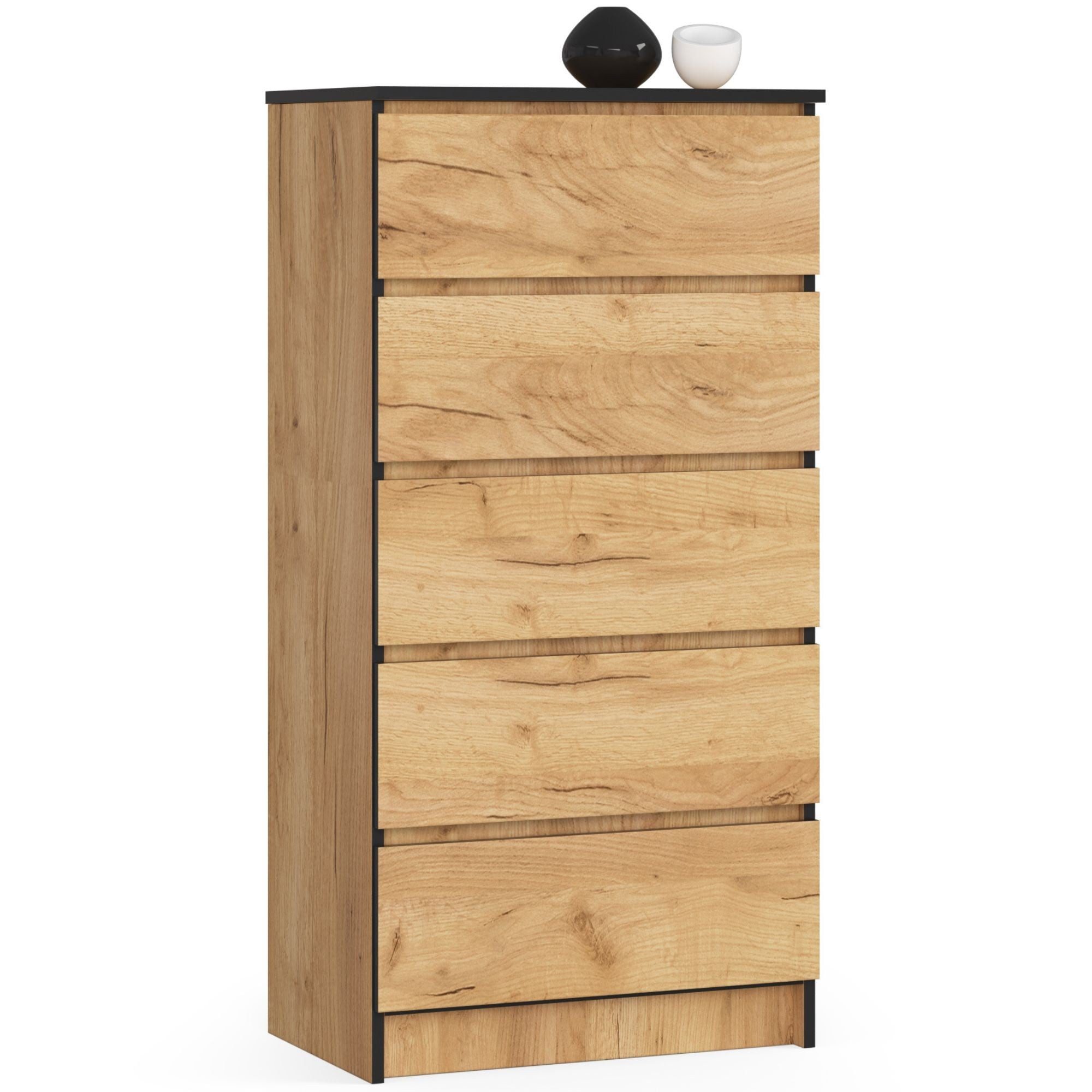 Raumhirsch Furniture Kommode mit 5 Schubladen 60 cm breit Holz Schrank, Highboard / Kommode 60 cm, Sideboard Organizer für jeden Raum