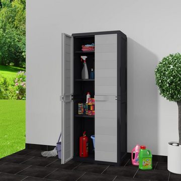 vidaXL Garten-Geräteschrank Gartenschrank mit 3 Regalböden Schwarz und Grau