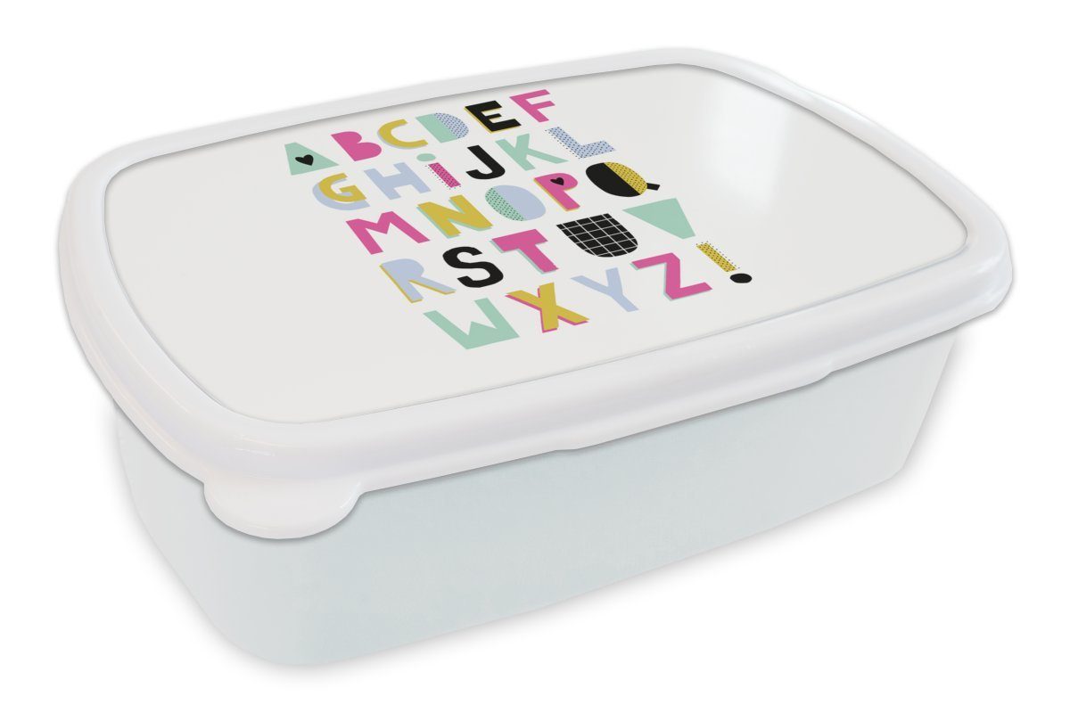 und Alphabet für Kinder und MuchoWow (2-tlg), Erwachsene, weiß für Mädchen Brotbox Lunchbox Blau, - - Jungs Brotdose, Gelb Kunststoff,