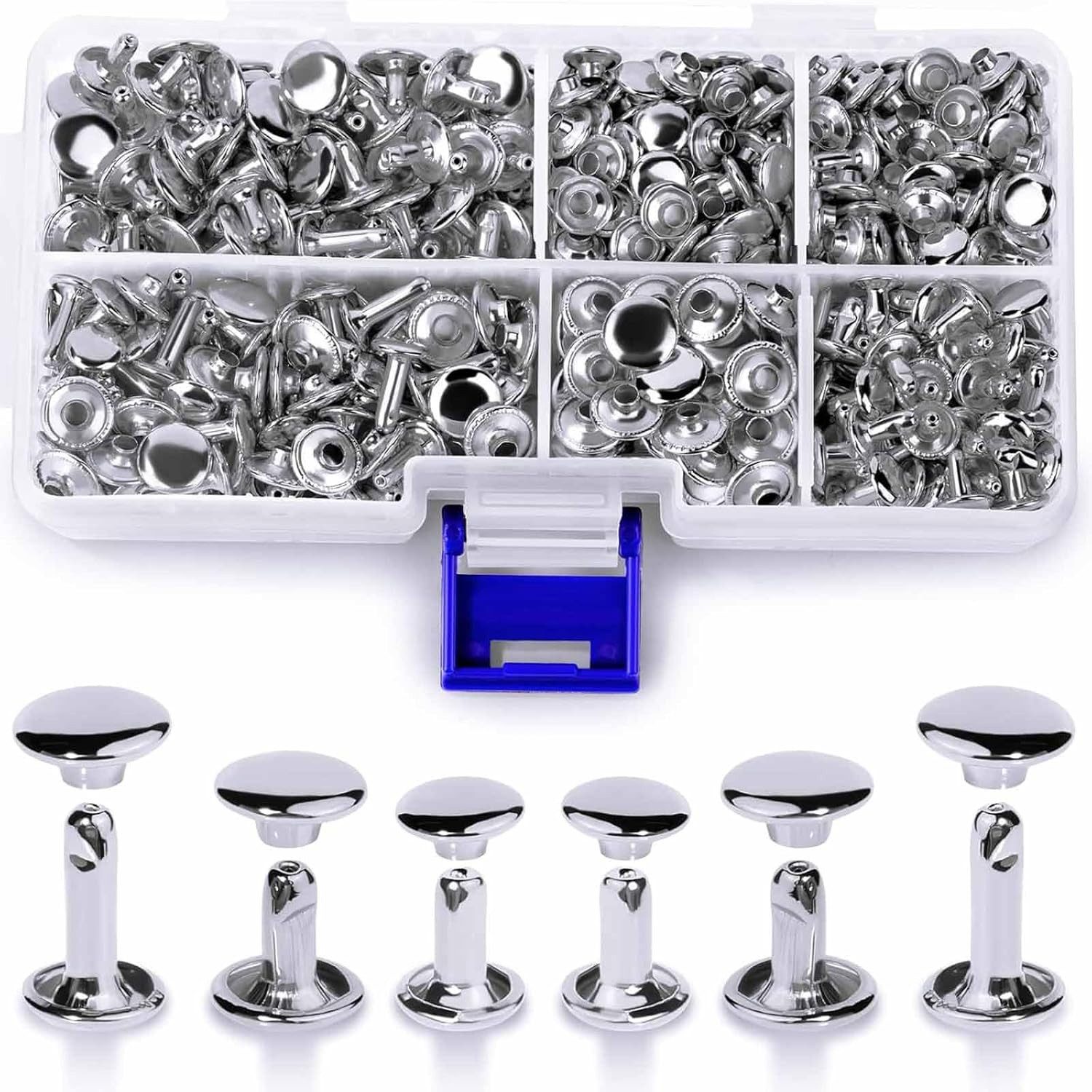 FELIXLEO Niete Ledernieten 300 Stück Silber 3 Größen Doppelkappe Hohlnieten Basteln, (1 St)