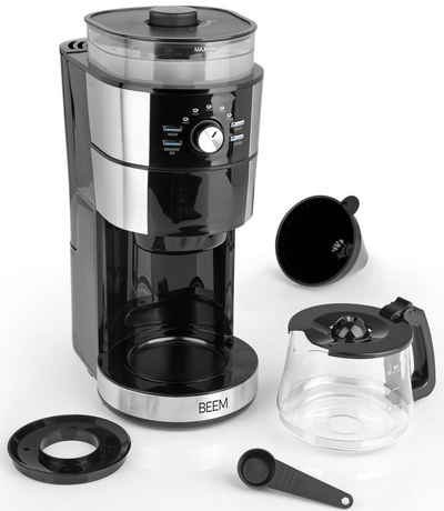 BEEM Kaffeemaschine mit Mahlwerk Fresh-Aroma-Intense, 1,25l Kaffeekanne, Papierfilter 1x4, Glas