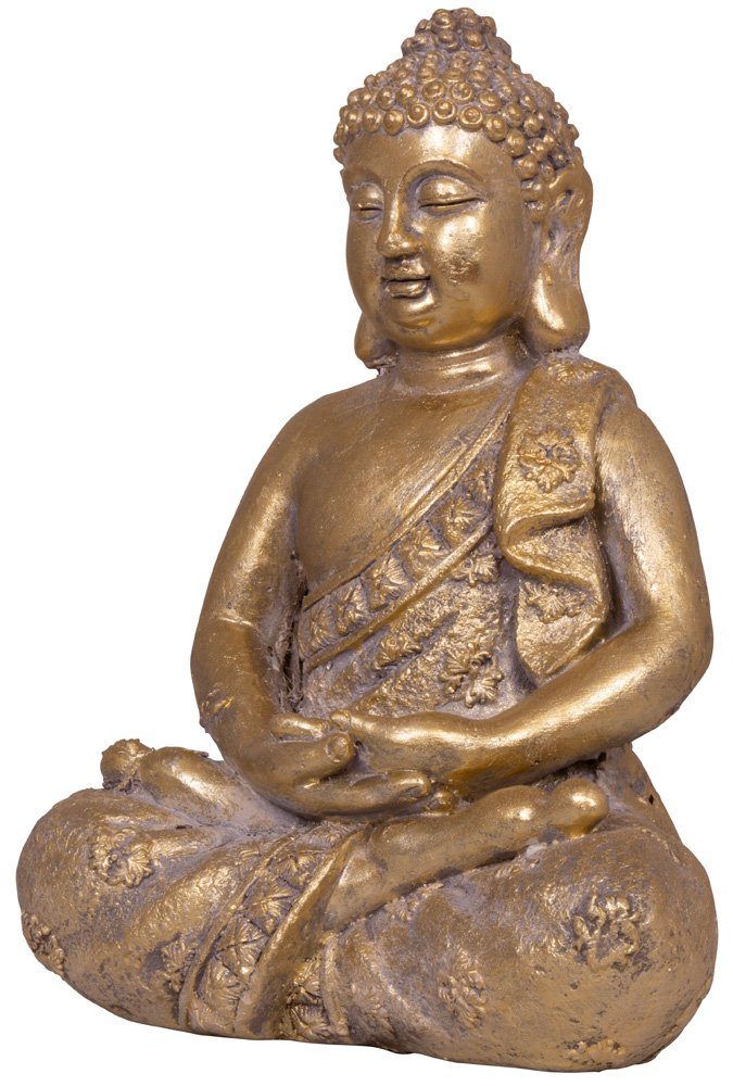 Trendyshop365 Buddhafigur 37cm Dekofigur Buddha Statue, wetterfest Garten in Goldoptik