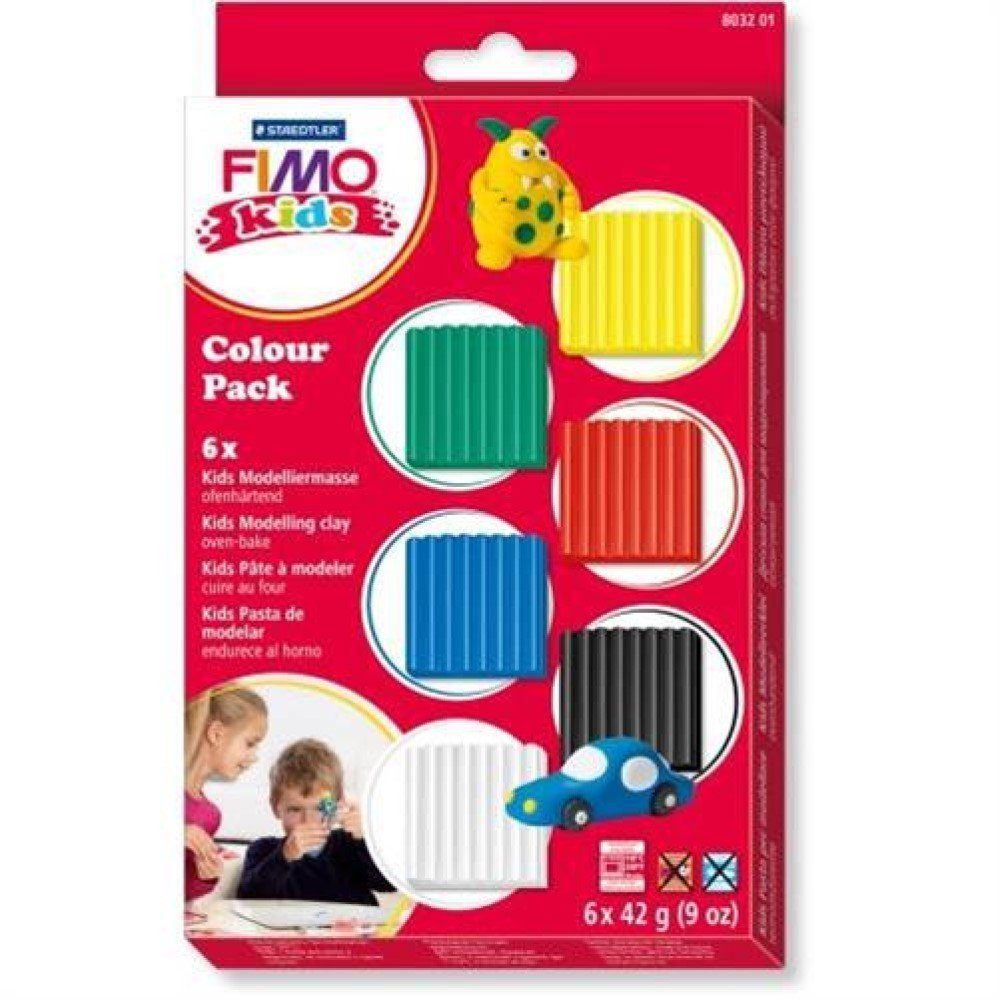 STAEDTLER Modelliermasse FIMO® kids 8032 01 (Kreativset, 6 Basisfarben á 42 g), Colour Pack