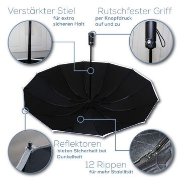 AOYATE Taschenregenschirm Groß Sturmfest, Umgekehrter Faltschirm für Herren und Damen, 210T Teflon-Beschichtung 105 cm Spannweite 12 Rippen Schirm