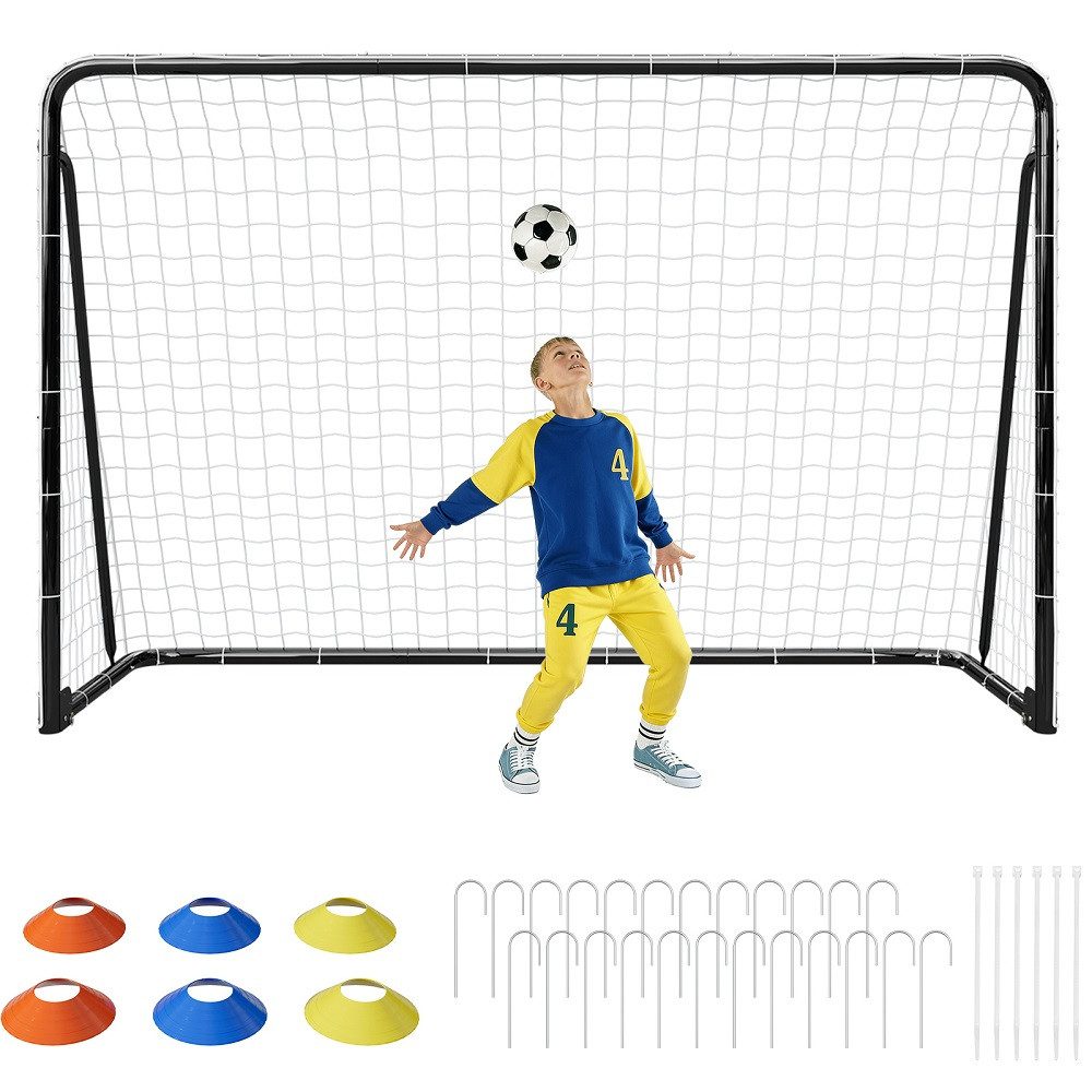 Meulbaty Fußballtor für Jugendliche und Erwachsene, perfekt für Indoor & Outdoor Spiele (1 St), 182×365cm, schwarz