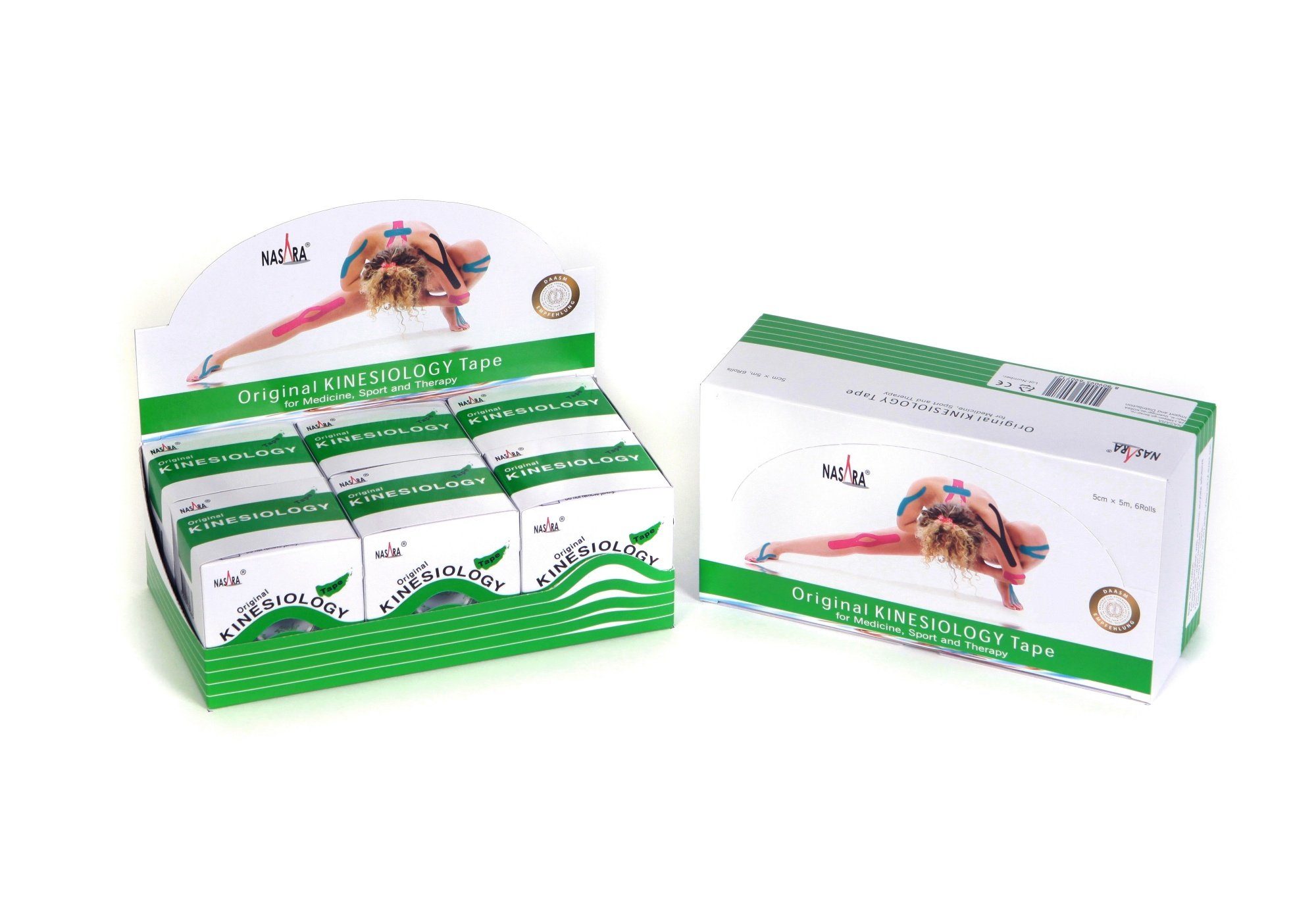 NASARA Kinesiologie-Tape 6er Displaybox in 12 Farben