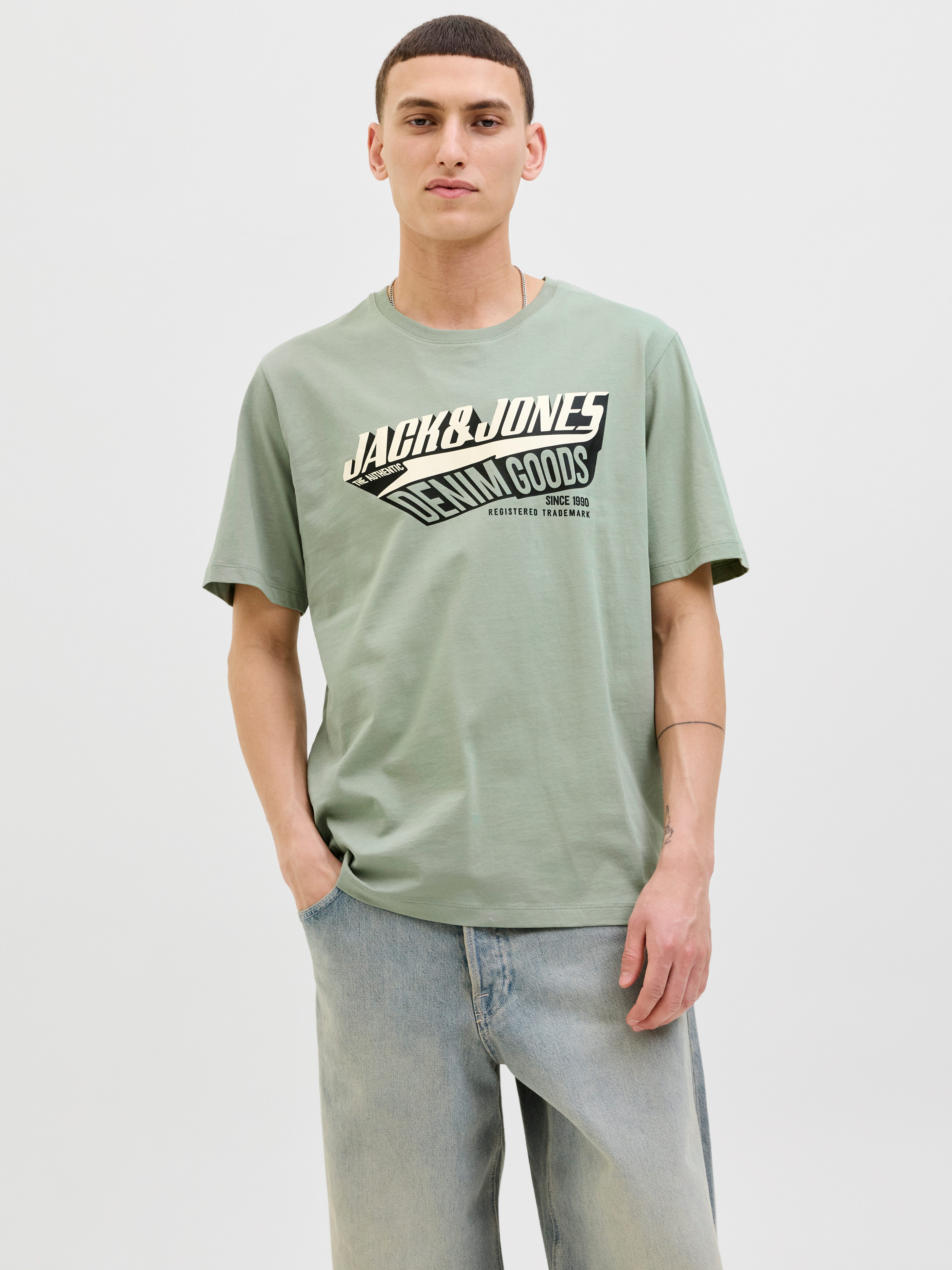 Jack & Jones Herren Rundhals T-Shirt JJELOGO TEE SS O-NECK 2 COL - Regular günstig online kaufen