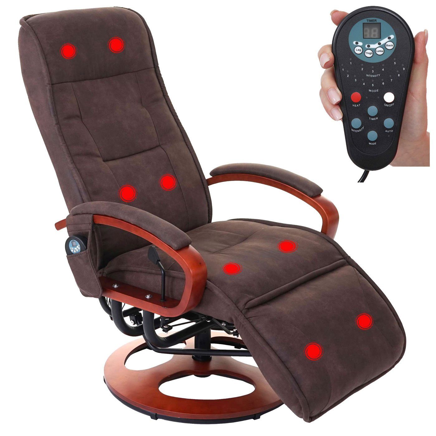 PROREGAL® Massagesessel Relaxliege ATHENE mit Massagefunktion, Bezugmaterial, Farbe, Rückenfläche verstellbar, 360° drehbar, 8-Punkt-Massage