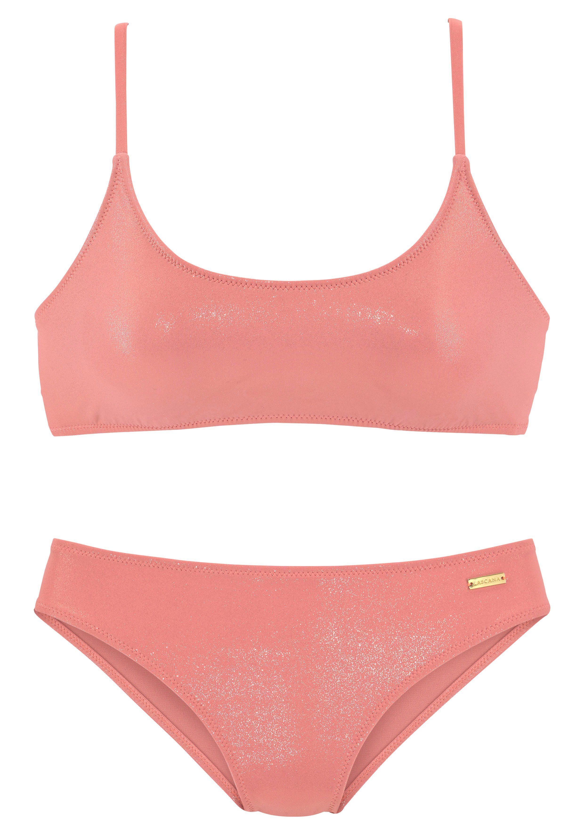 LASCANA Bustier-Bikini goldfarbener altrosa Glanzbeschichtung mit