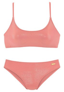 LASCANA Bustier-Bikini mit goldfarbener Glanzbeschichtung