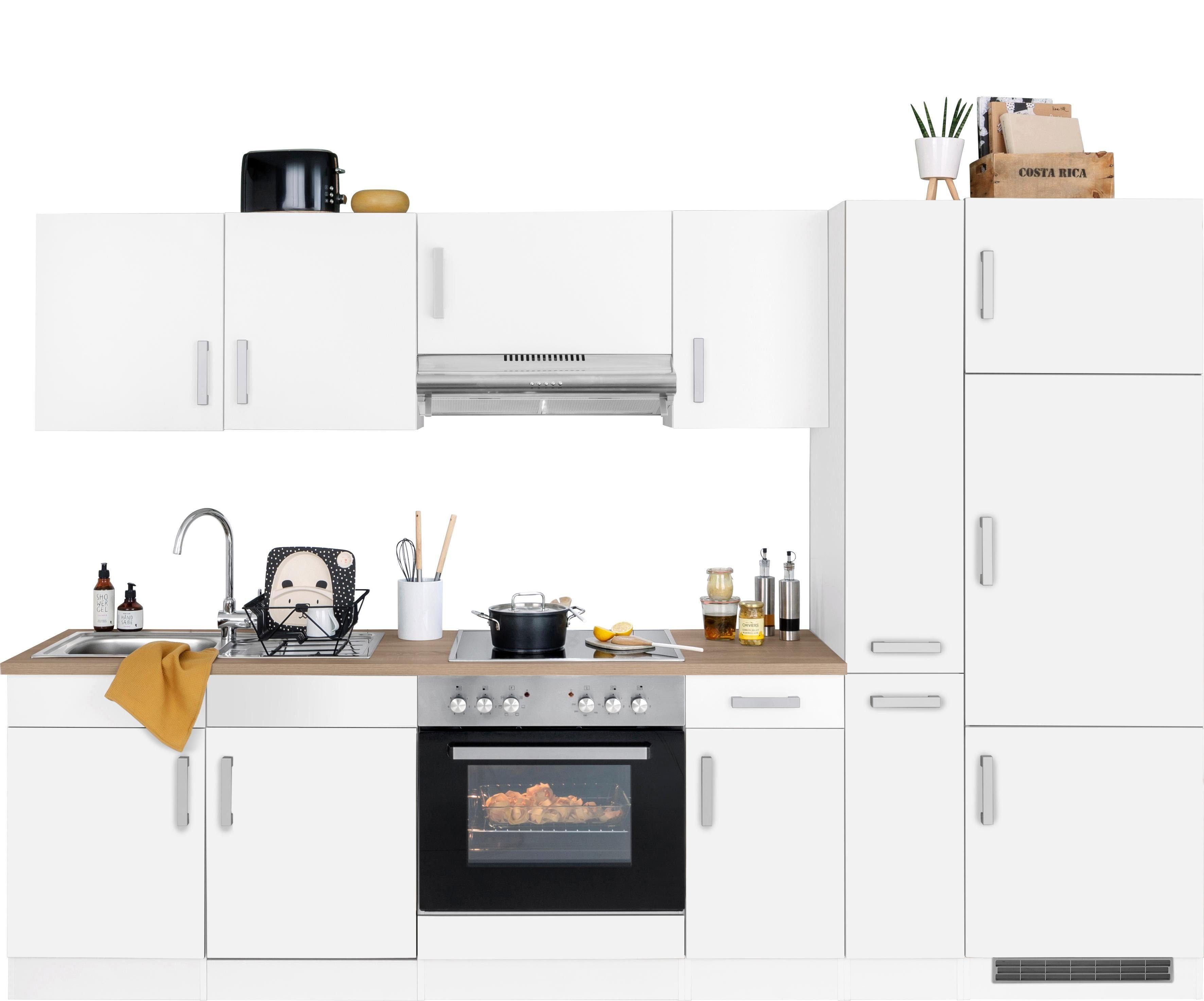 KOCHSTATION Küchenzeile KS-Gera, Breite 300 cm, wahlweise mit E-Geräten, mit Arbeitsplatte