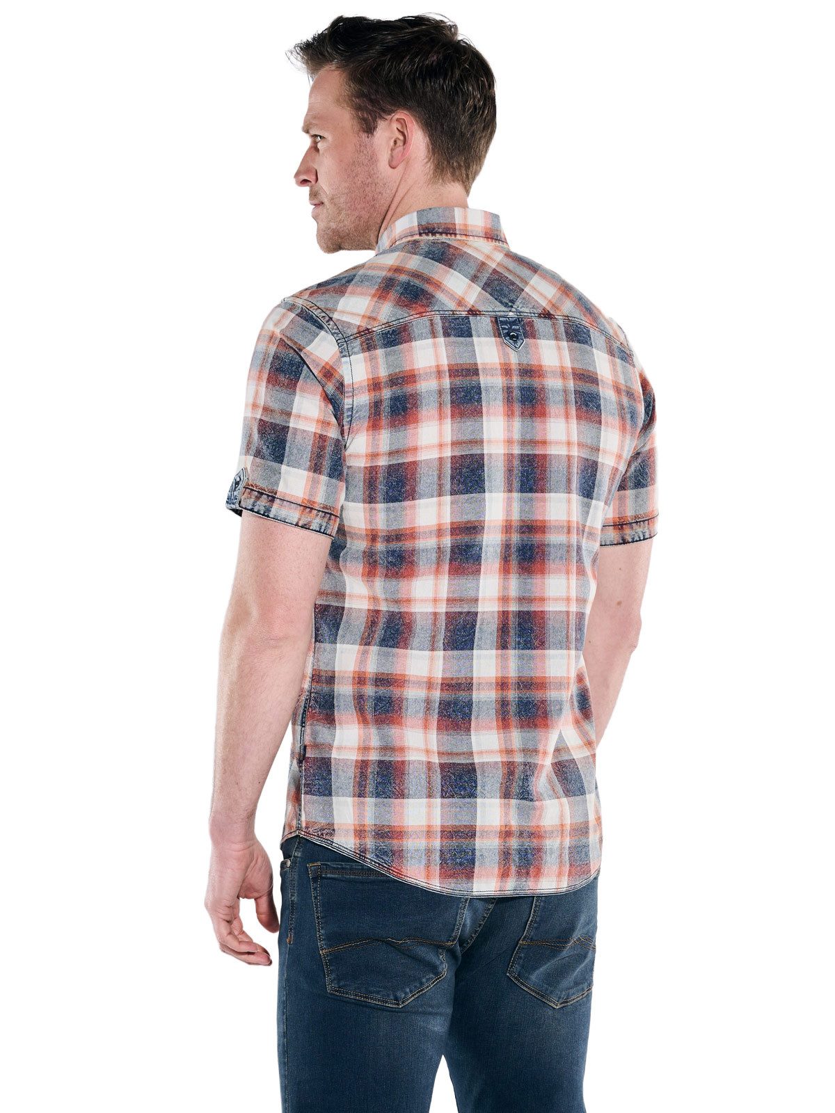 Engbers Kurzarmhemd Herren Hemd kariert, Rostorange günstig online kaufen