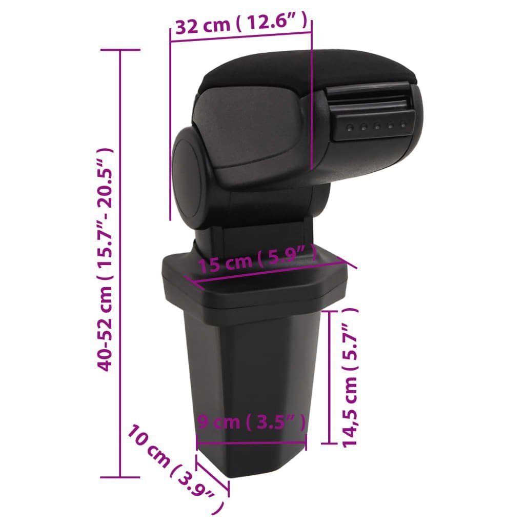 Schwarz vidaXL 15x32x(40-52) Auto-Armlehne cm ABS Steckdose