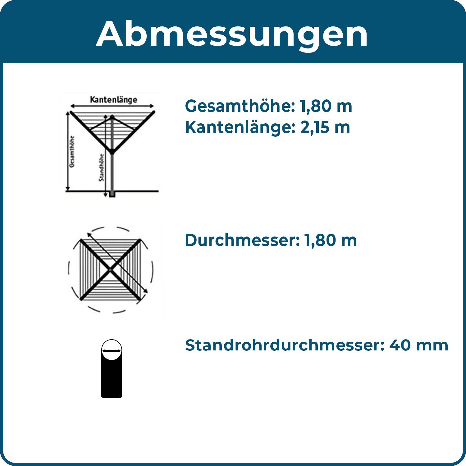 inkl. Blome Wäschespinne Wäsche Alustar draußen, Bodenhüls, Meter Made Spinne 40 in Germany