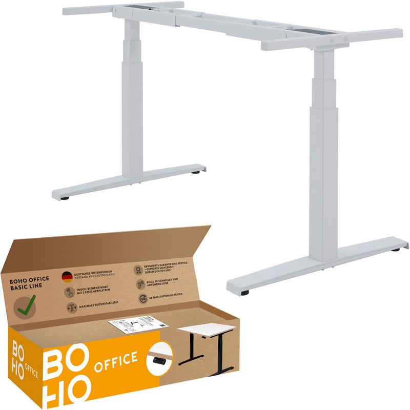 boho office® Schreibtisch Basic Line (Tischgestell), elektrisch stufenlos höhenverstellbar in Weiß inkl. Memory-Funktion