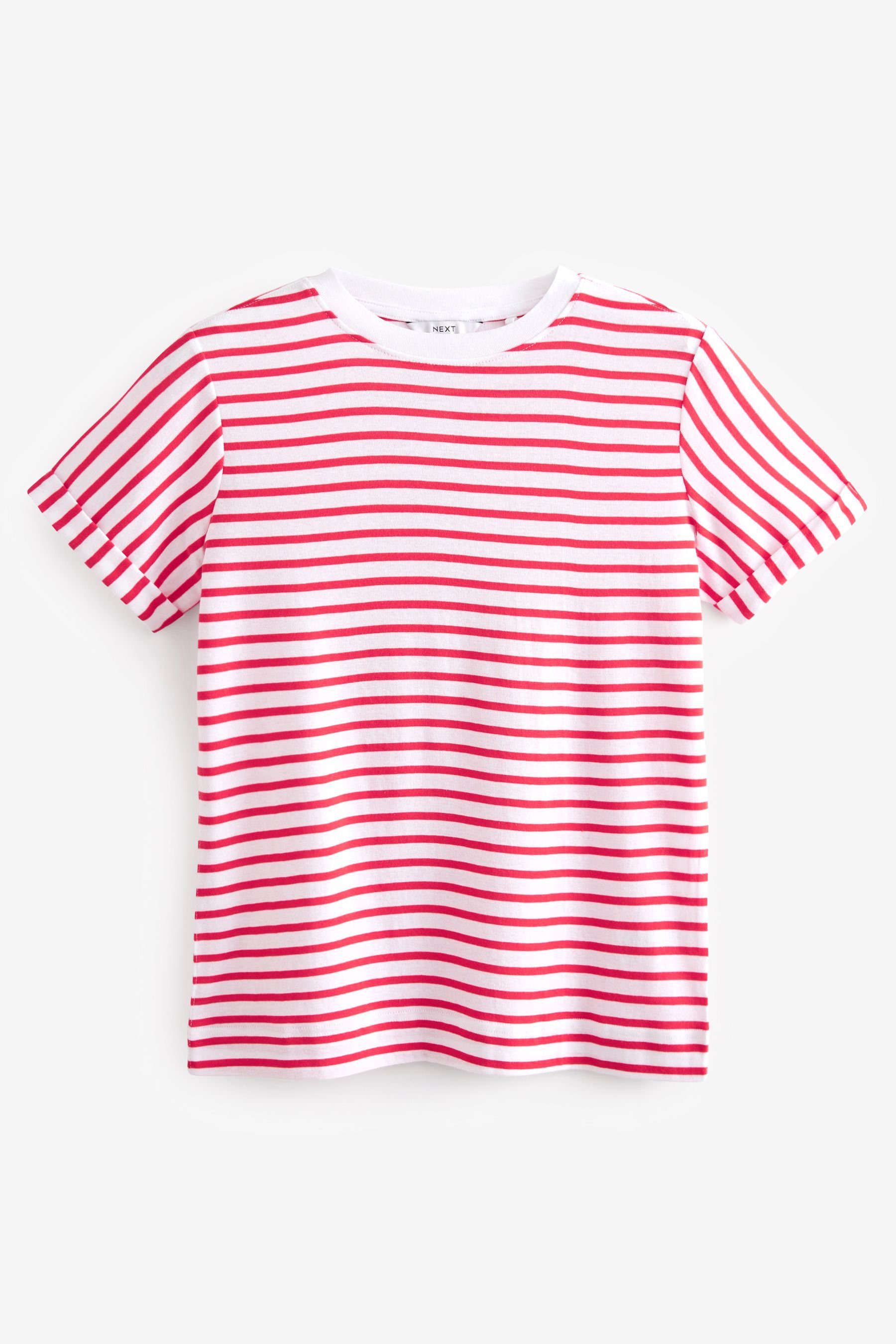 Next T-Shirt Kurzärmliges T-Shirt mit Rundhalsausschnitt (1-tlg) Red/White