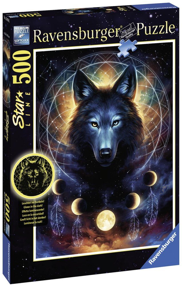 Puzzle 500 Teile Ravensburger Puzzle Star Line Leuchtender Wolf 13970