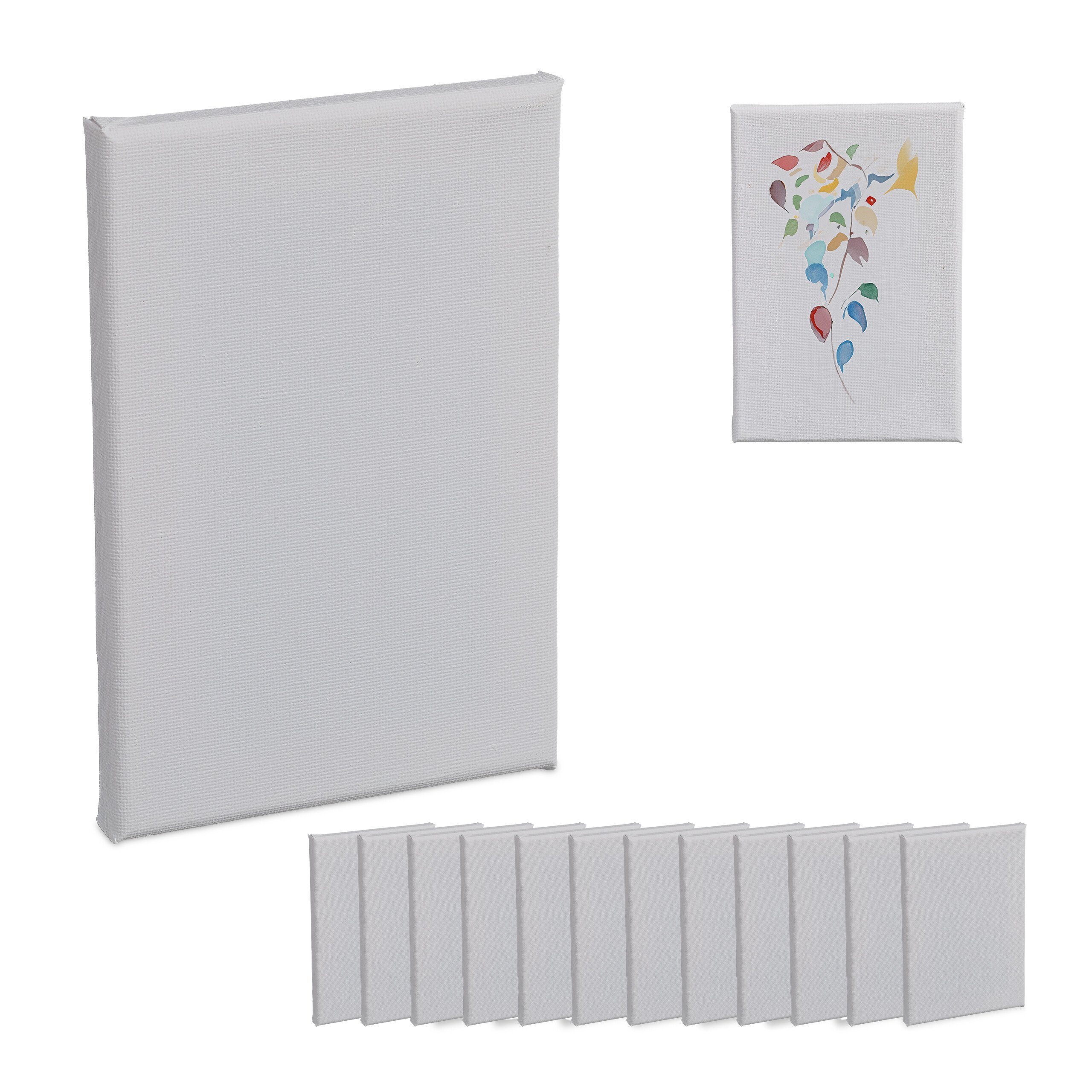 relaxdays Leinwand 12 x 18 cm im 14er Set